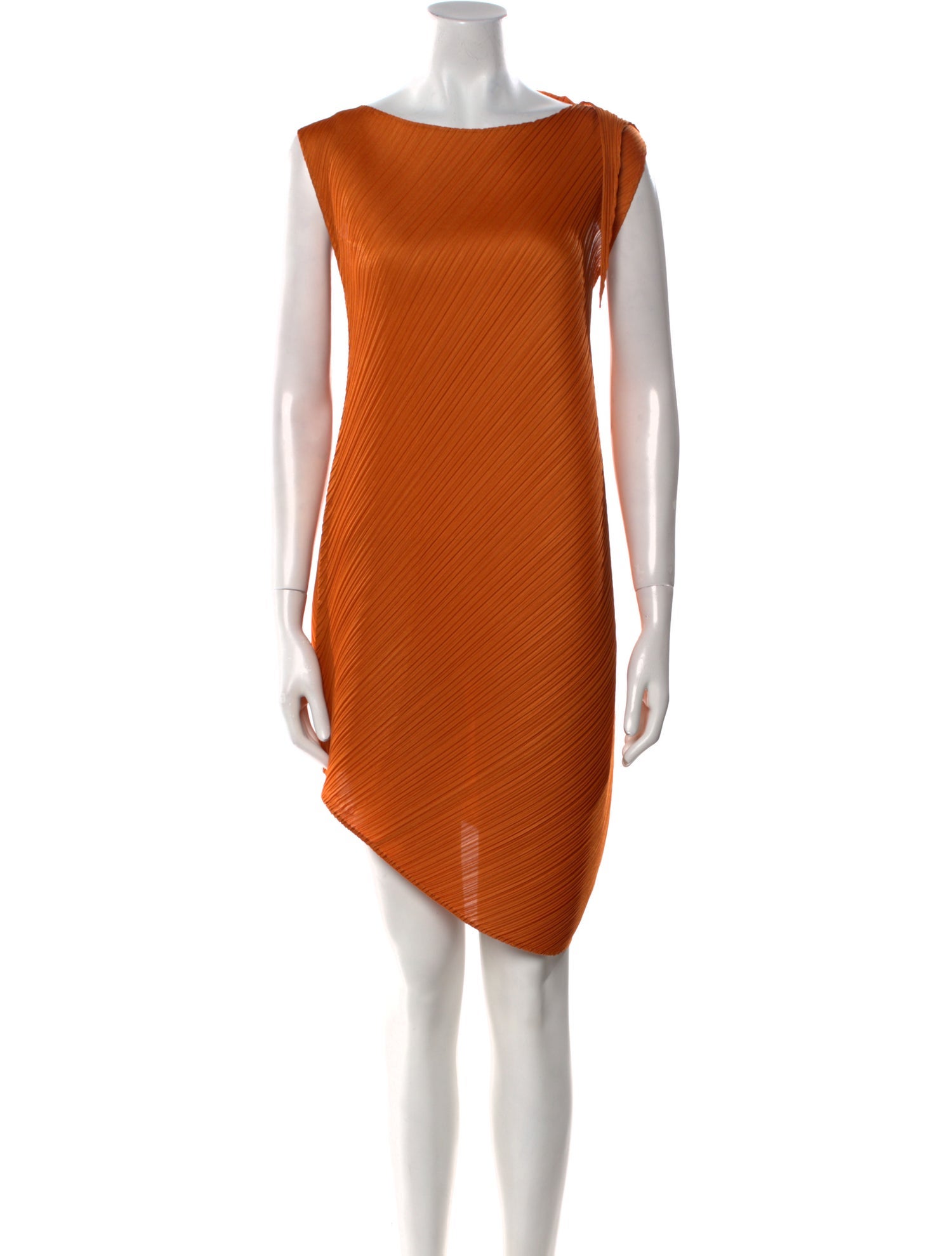 Pleats Please Issey Miyake Bateau Neckline Mini Dress