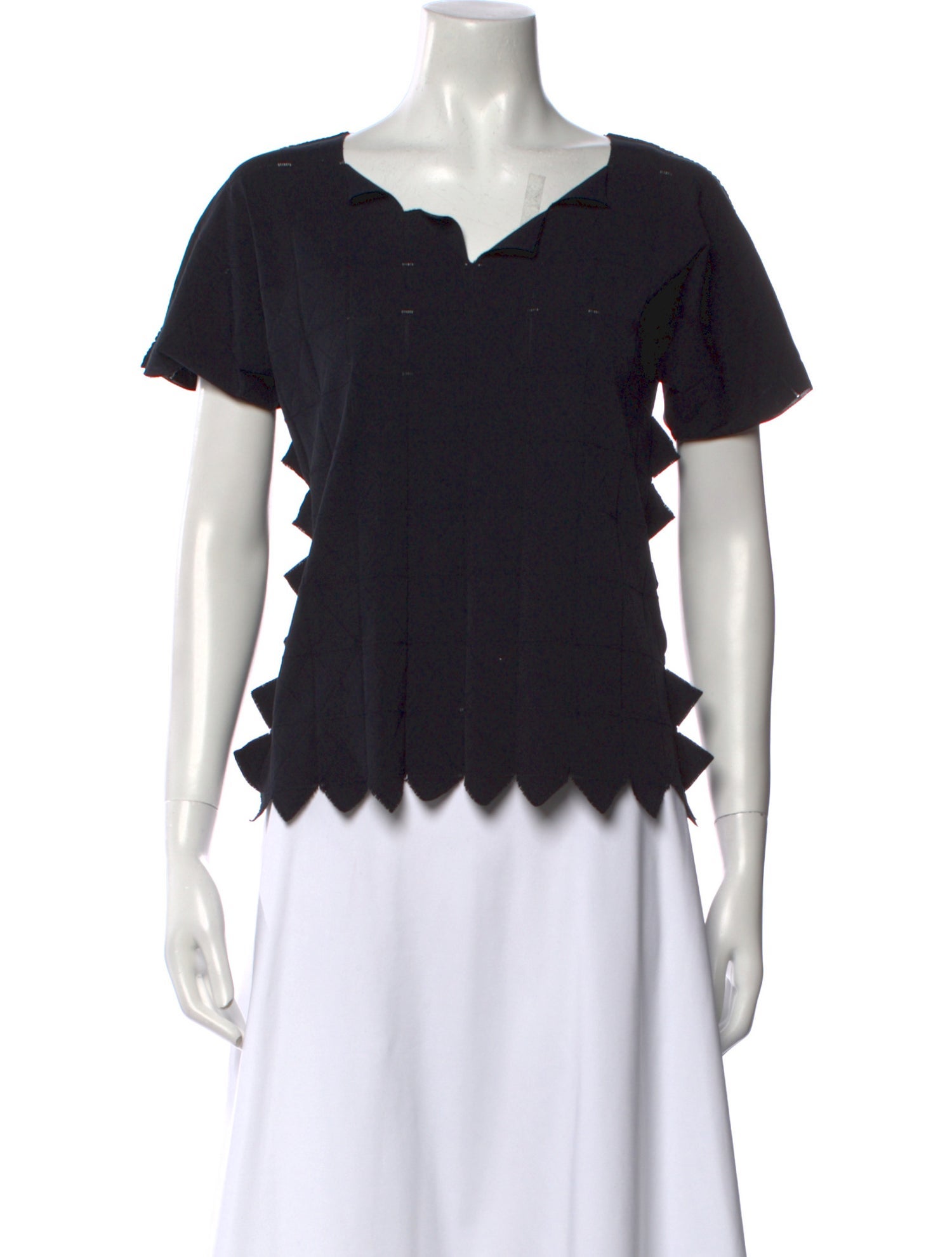 Pleats Please Issey Miyake V-Neck Short Sleeve T-Shirt