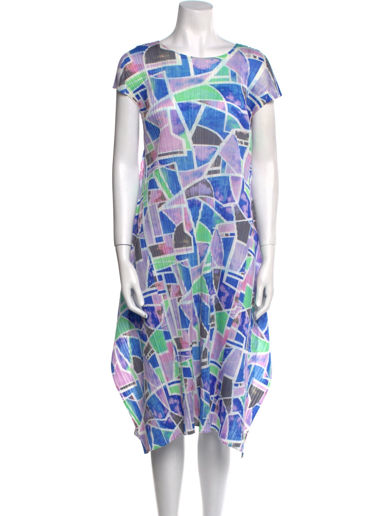 Pleats Please Issey Miyake Printed Midi Length Dress