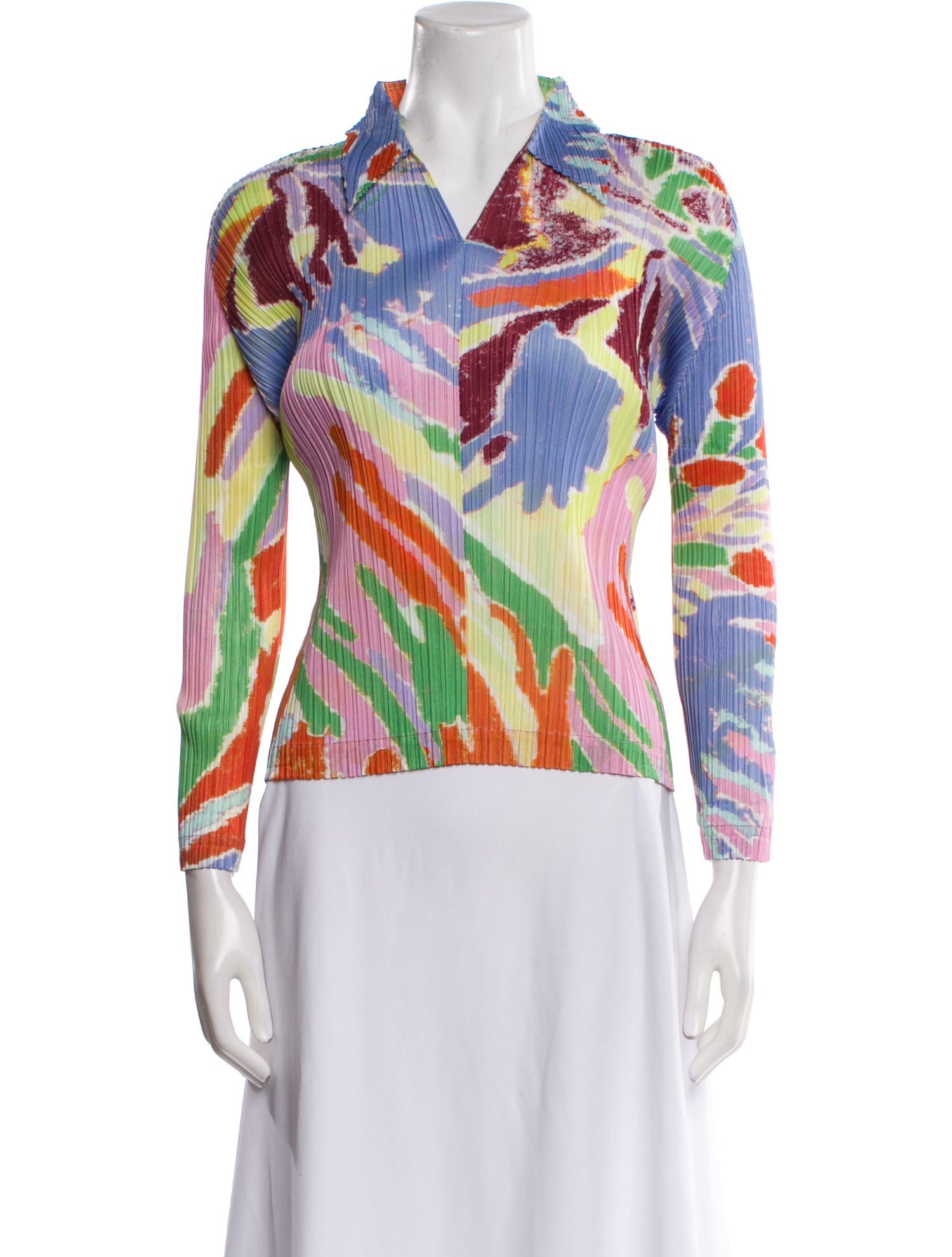 Pleats Please Issey Miyake Printed Three-Quarter Sleeve Top w/ Tags