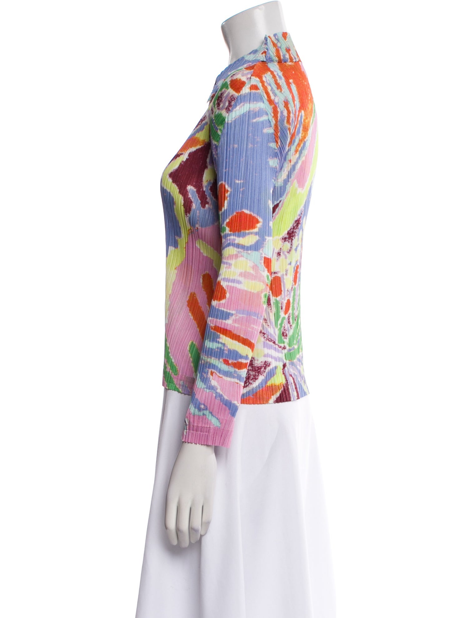 Pleats Please Issey Miyake Printed Three-Quarter Sleeve Top w/ Tags