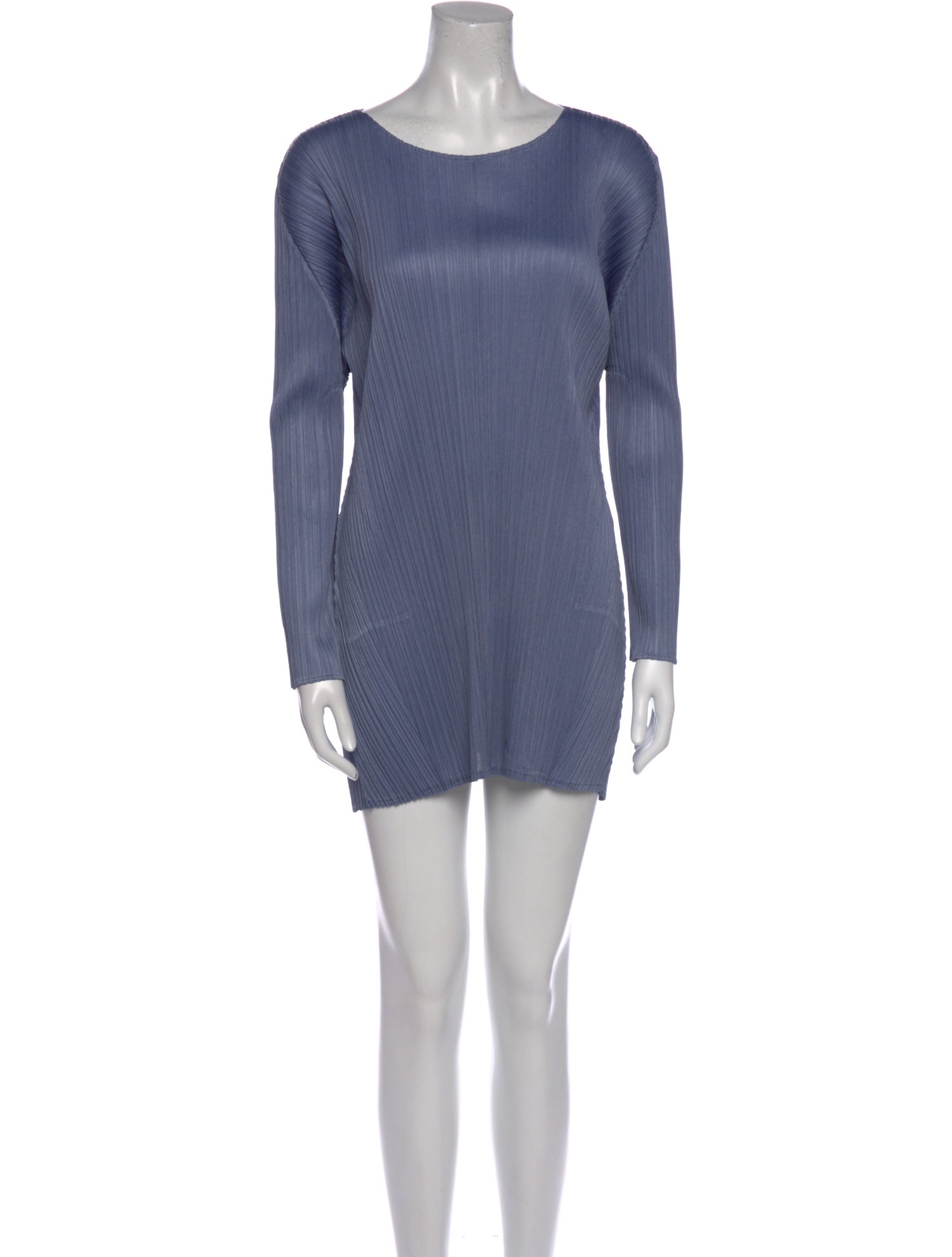 Pleats Please Issey Miyake Bateau Neckline Mini Dress