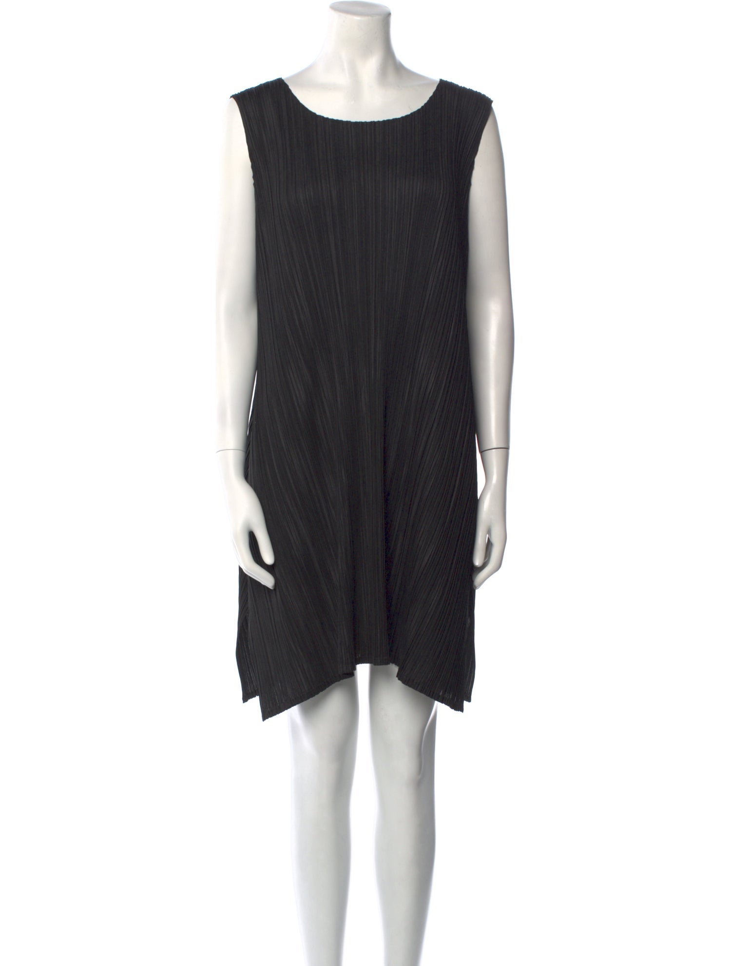 Pleats Please Issey Miyake Bateau Neckline Mini Dress