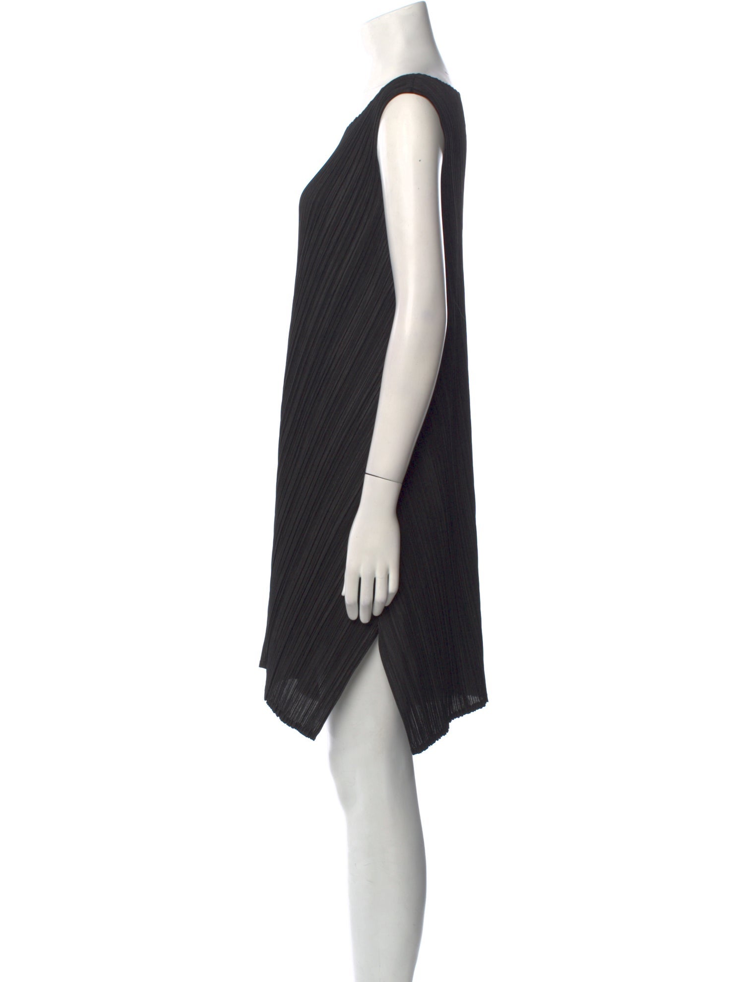 Pleats Please Issey Miyake Bateau Neckline Mini Dress