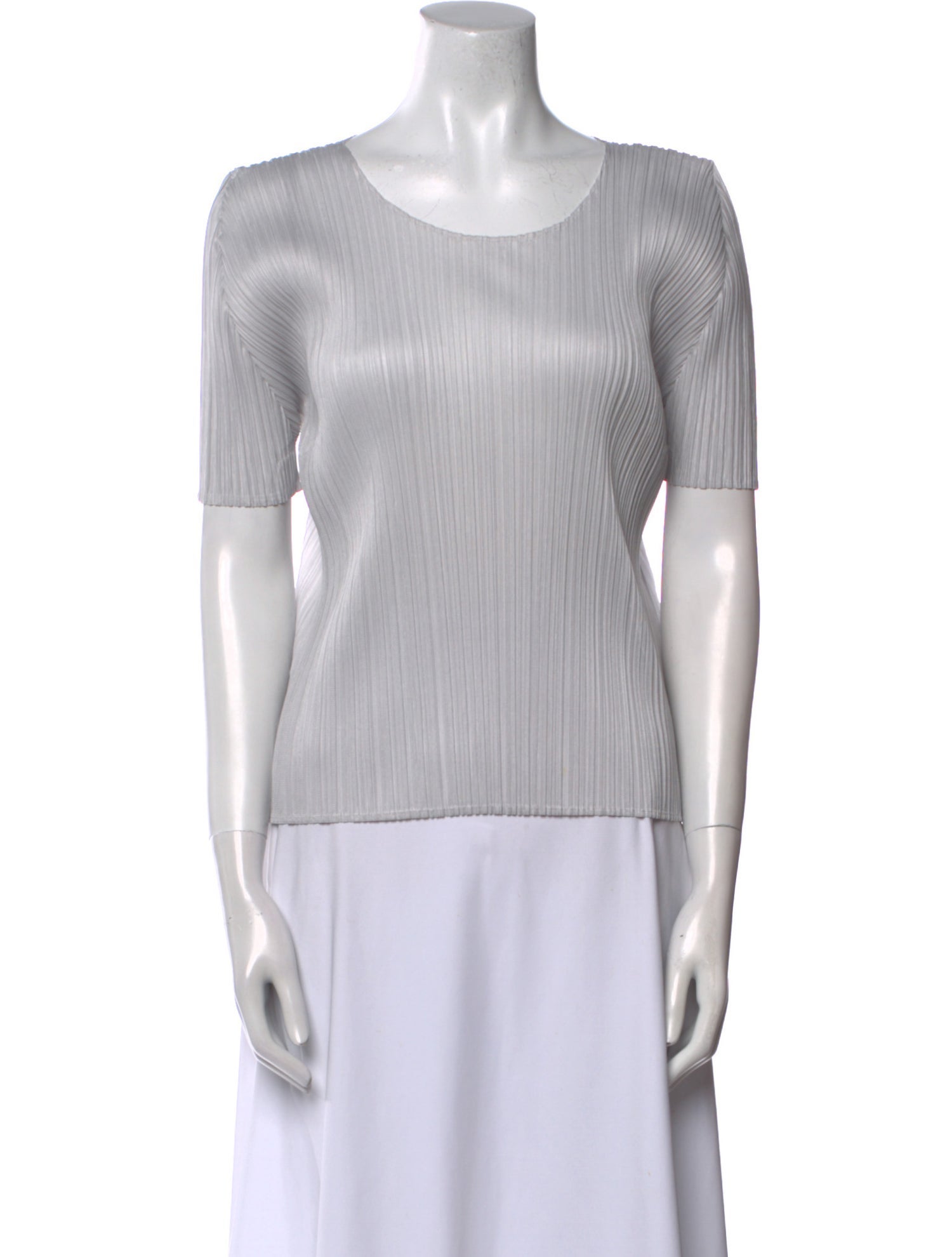 Pleats Please Issey Miyake Scoop Neck Short Sleeve Top