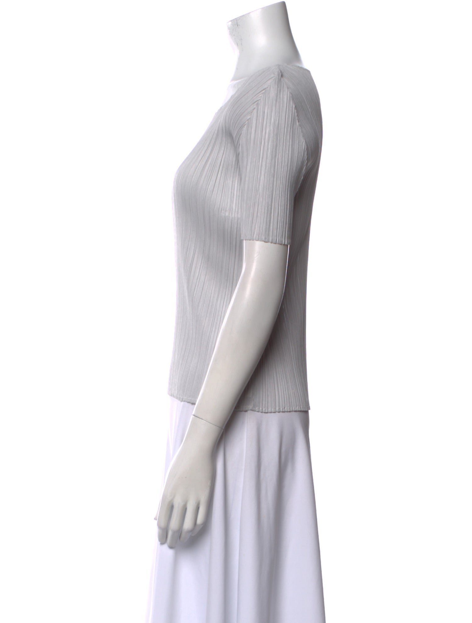 Pleats Please Issey Miyake Scoop Neck Short Sleeve Top