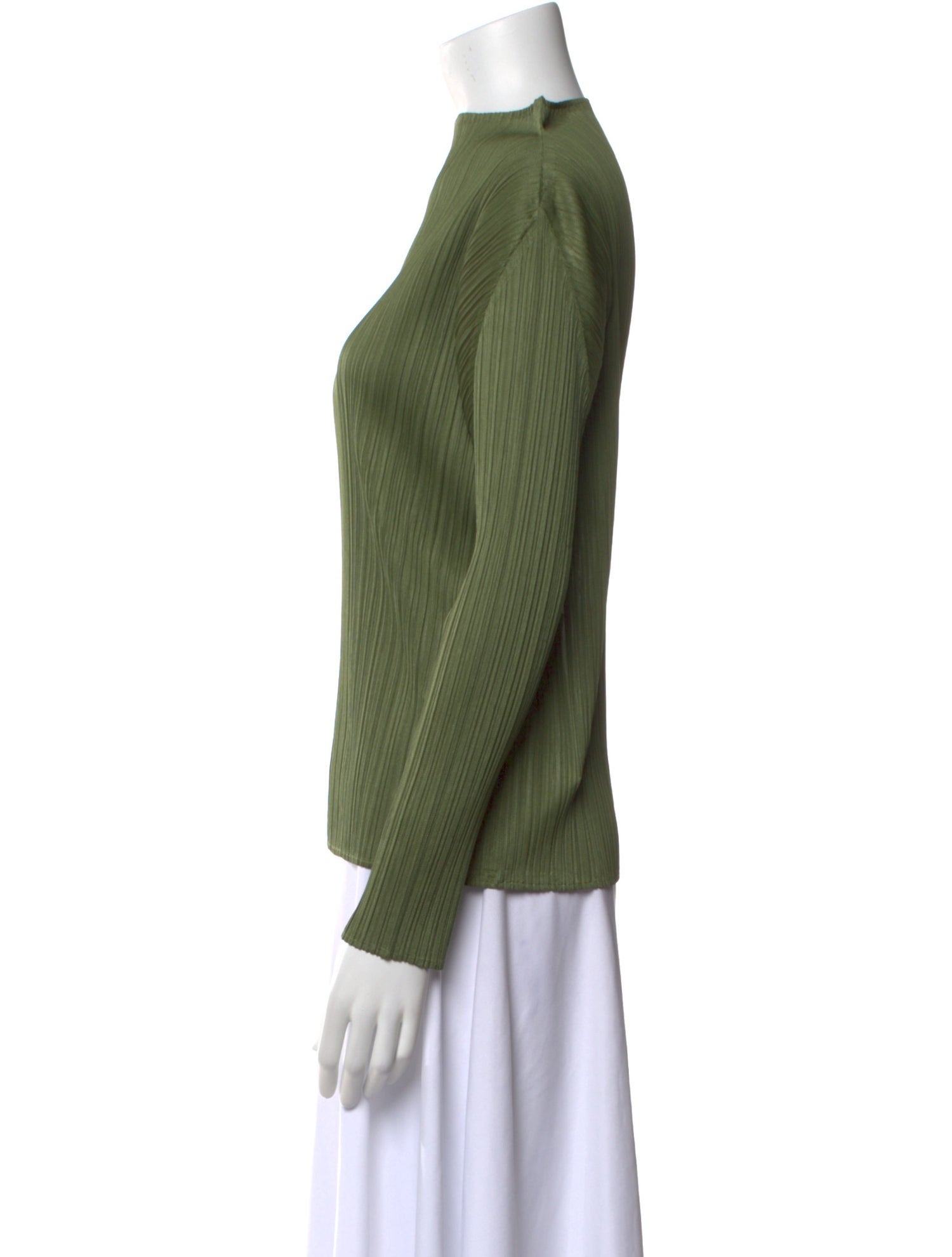 Pleats Please Issey Miyake Bateau Neckline Long Sleeve Top