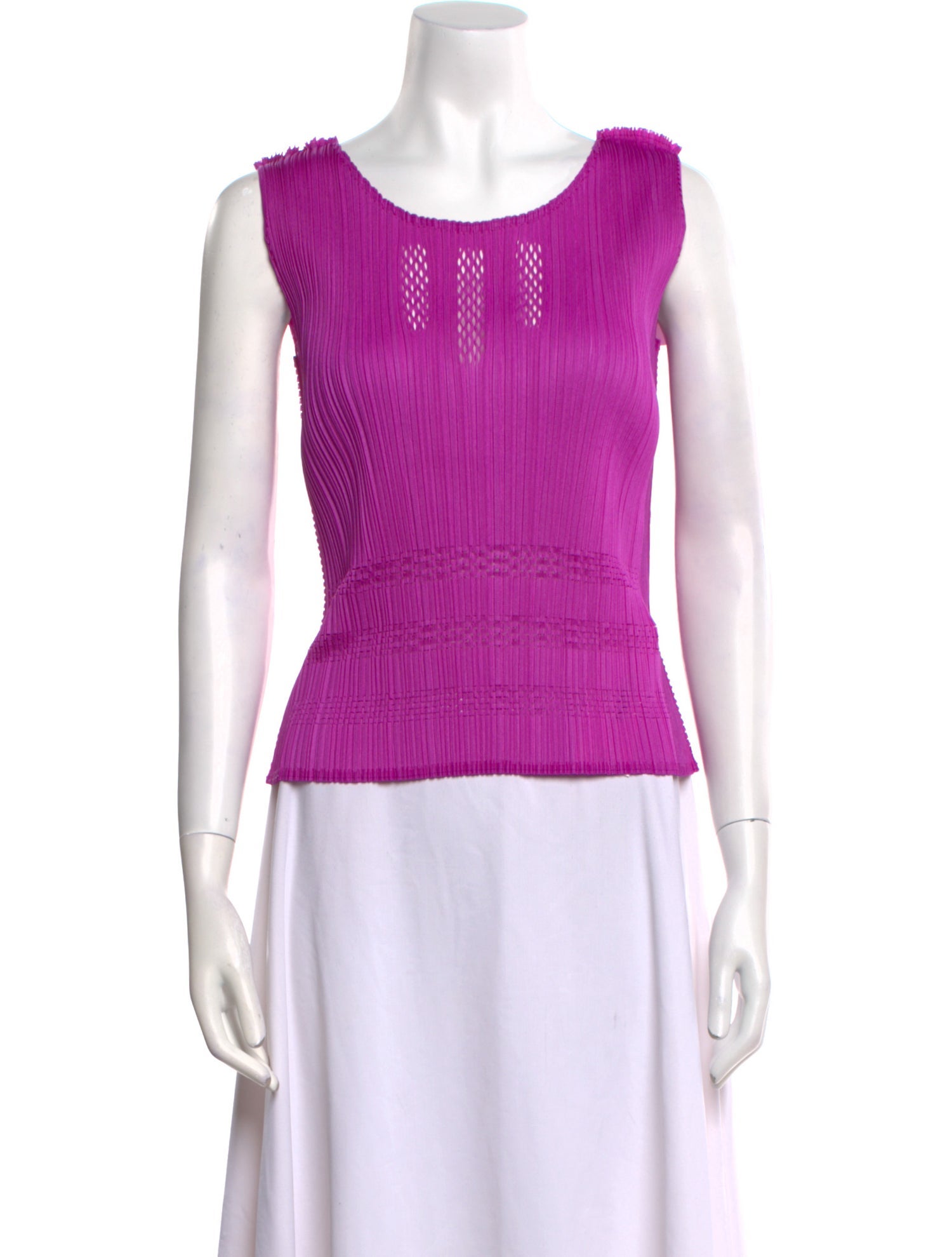 Pleats Please Issey Miyake Scoop Neck Sleeveless Top