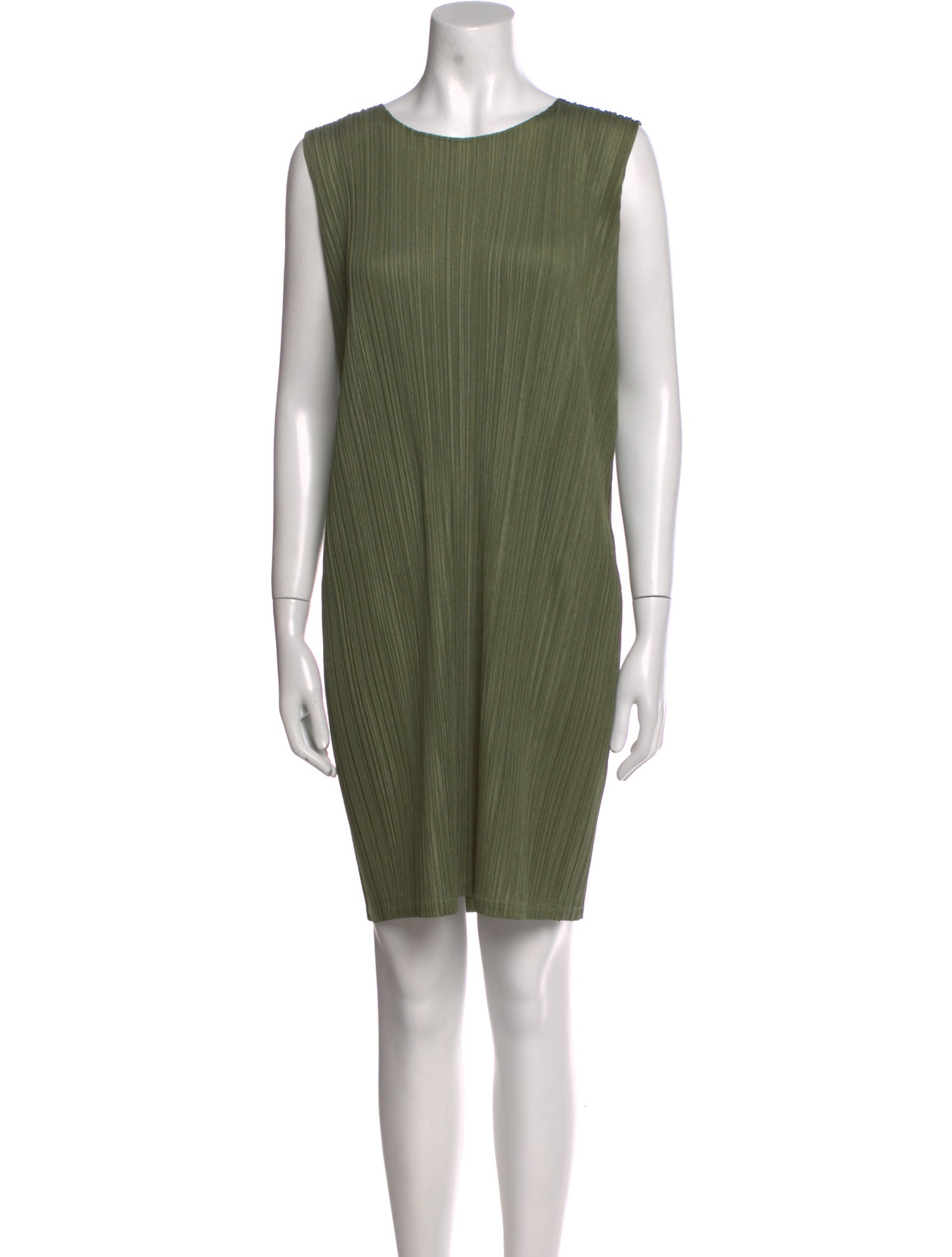 Pleats Please Issey Miyake Bateau Neckline Mini Dress