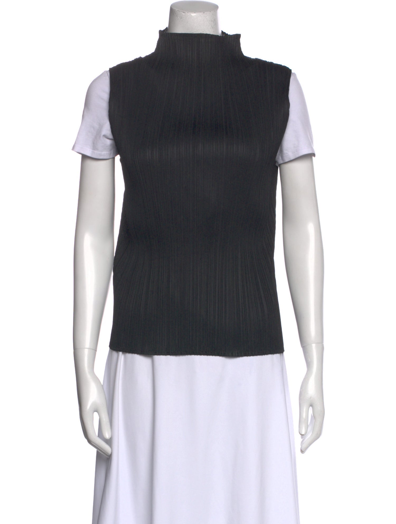 Pleats Please Issey Miyake Mock Neck Short Sleeve Top