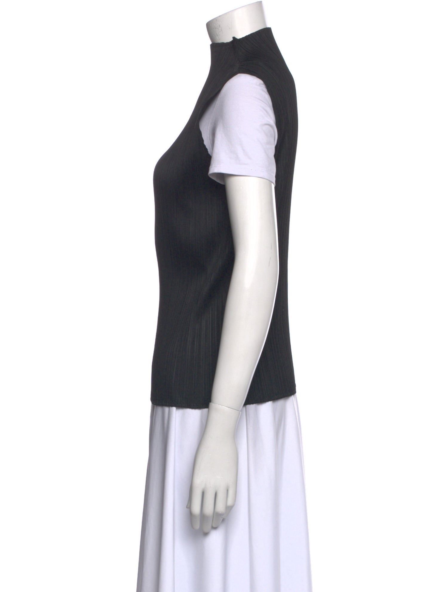 Pleats Please Issey Miyake Mock Neck Short Sleeve Top