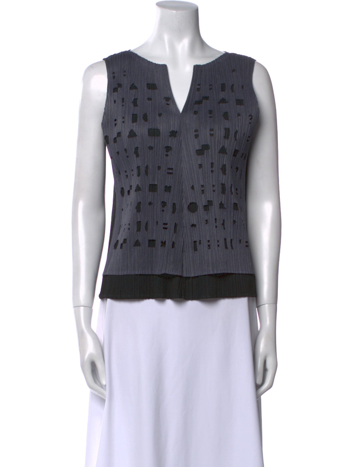 Pleats Please Issey Miyake Printed V-Neck Top