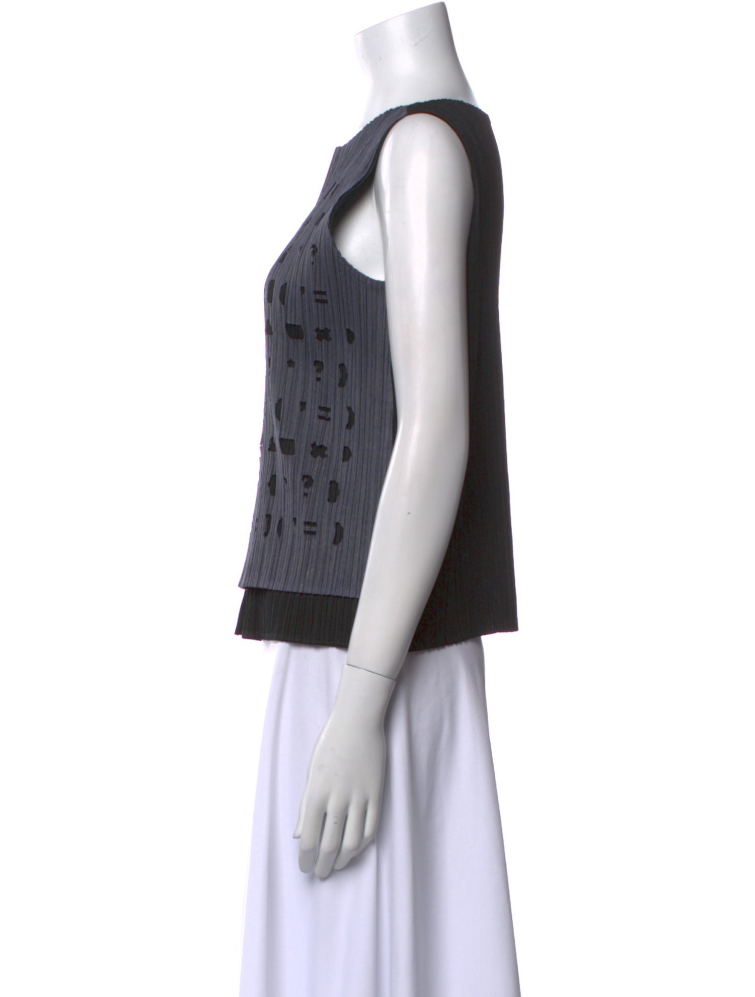 Pleats Please Issey Miyake Printed V-Neck Top