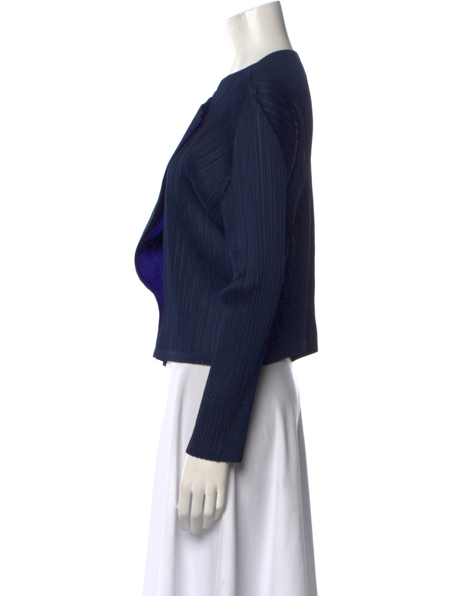 Pleats Please Issey Miyake Bateau Neckline Long Sleeve Top