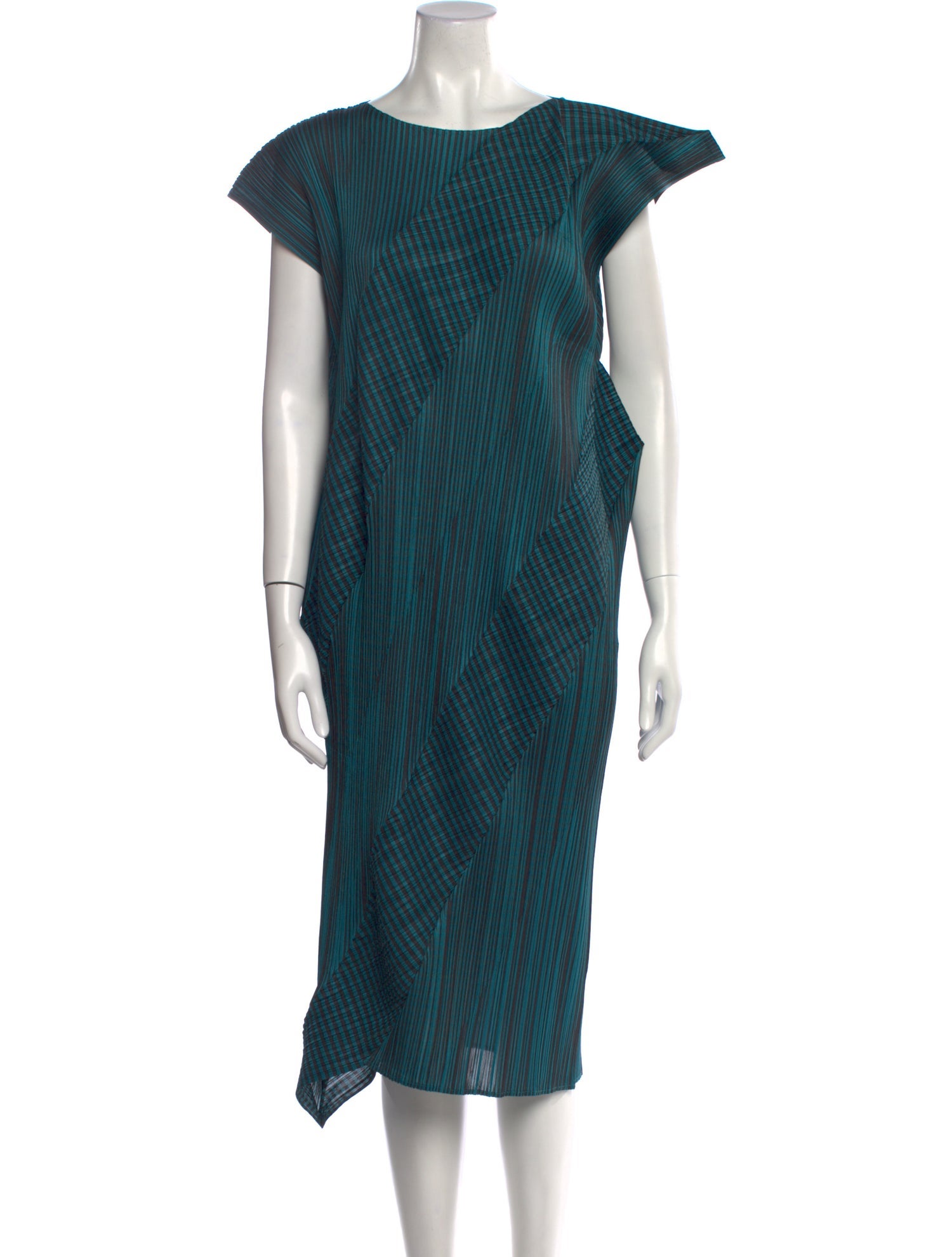 Pleats Please Issey Miyake Striped Midi Length Dress