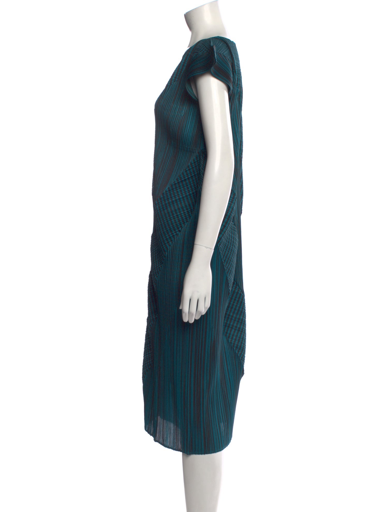 Pleats Please Issey Miyake Striped Midi Length Dress