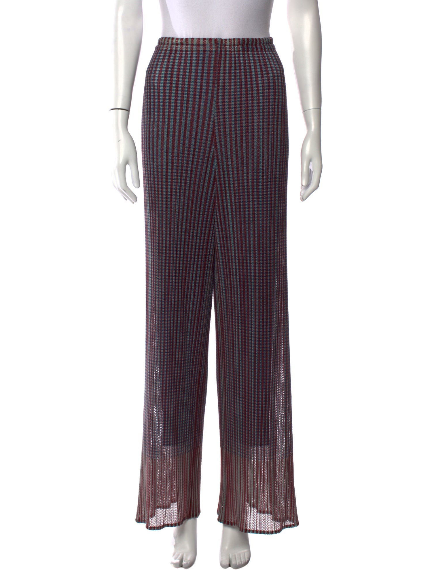 Pleats Please Issey Miyake Striped Straight Leg Pants