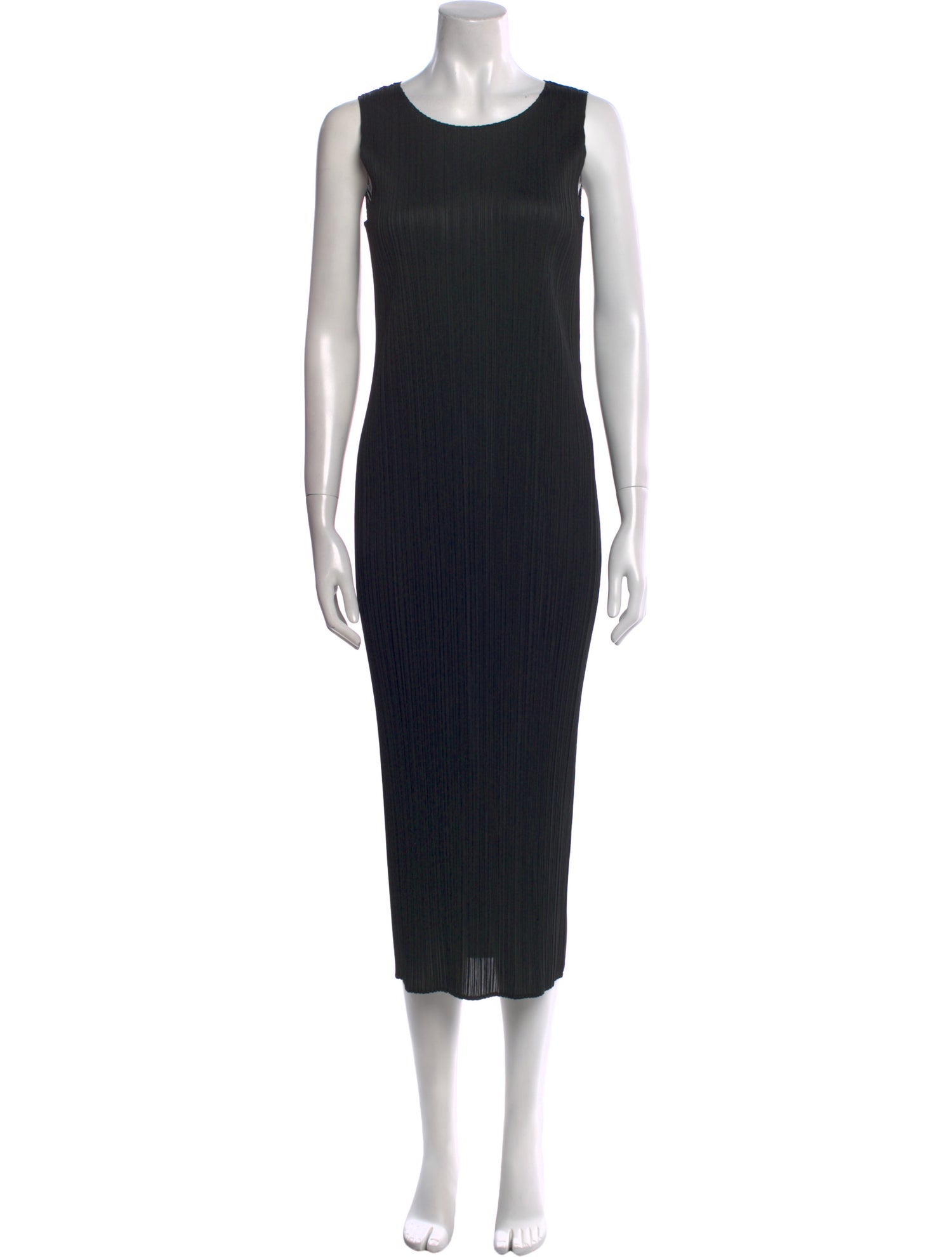 Pleats Please Issey Miyake Scoop Neck Midi Length Dress
