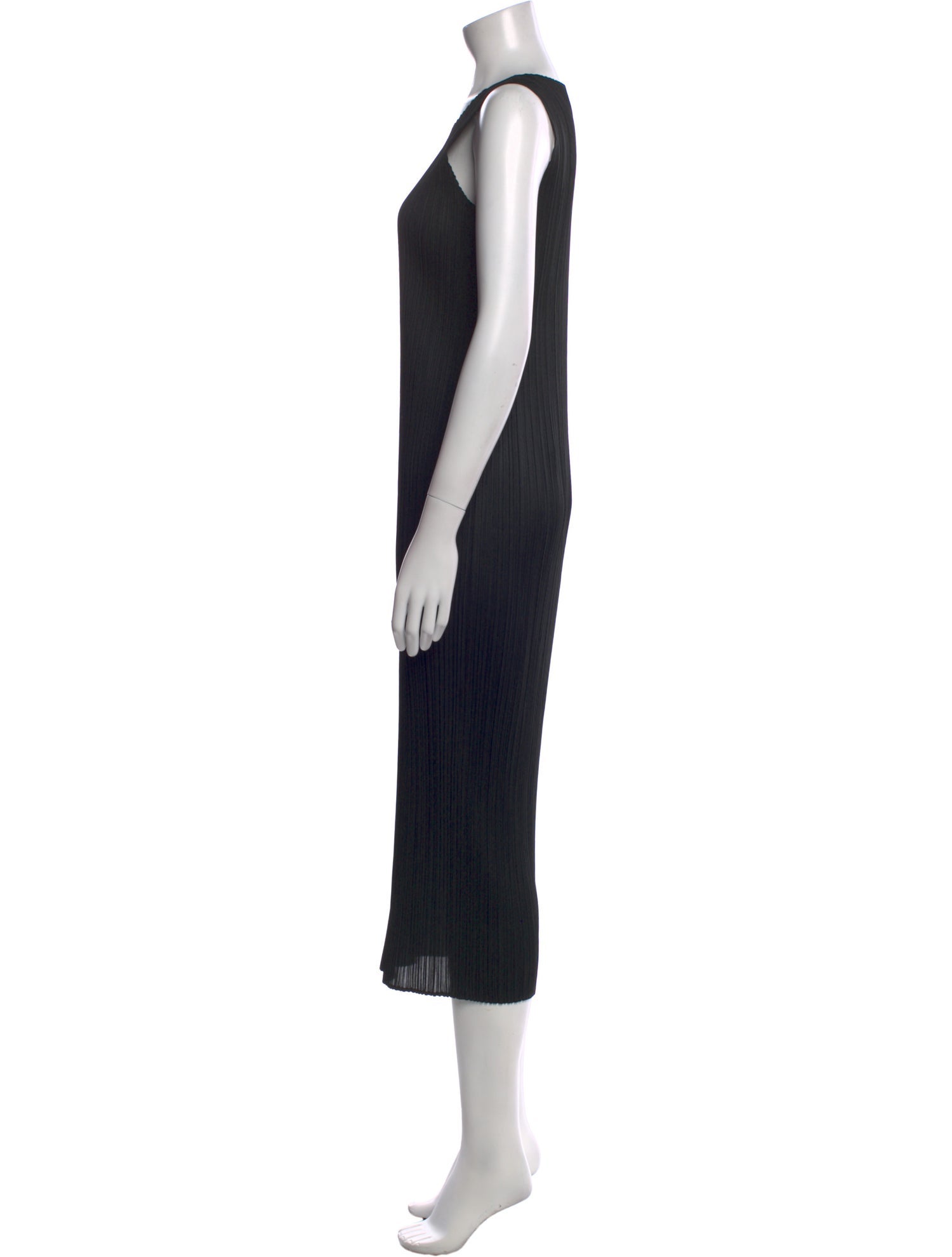 Pleats Please Issey Miyake Scoop Neck Midi Length Dress