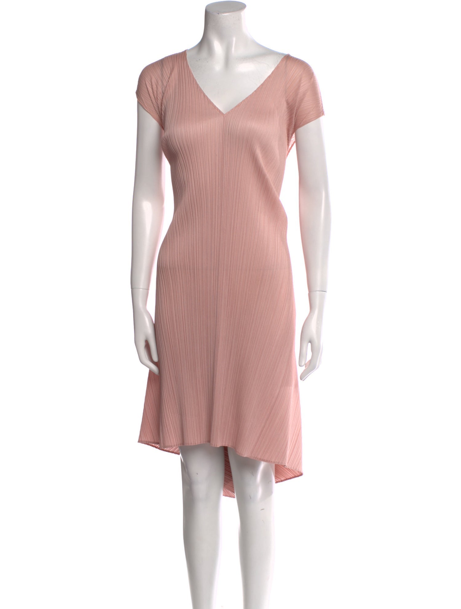 Pleats Please Issey Miyake V-Neck Midi Length Dress