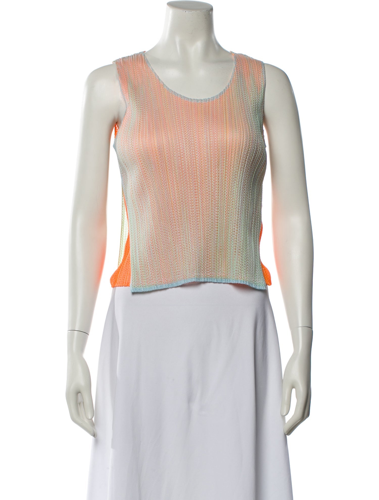 Pleats Please Issey Miyake Printed Scoop Neck Crop Top