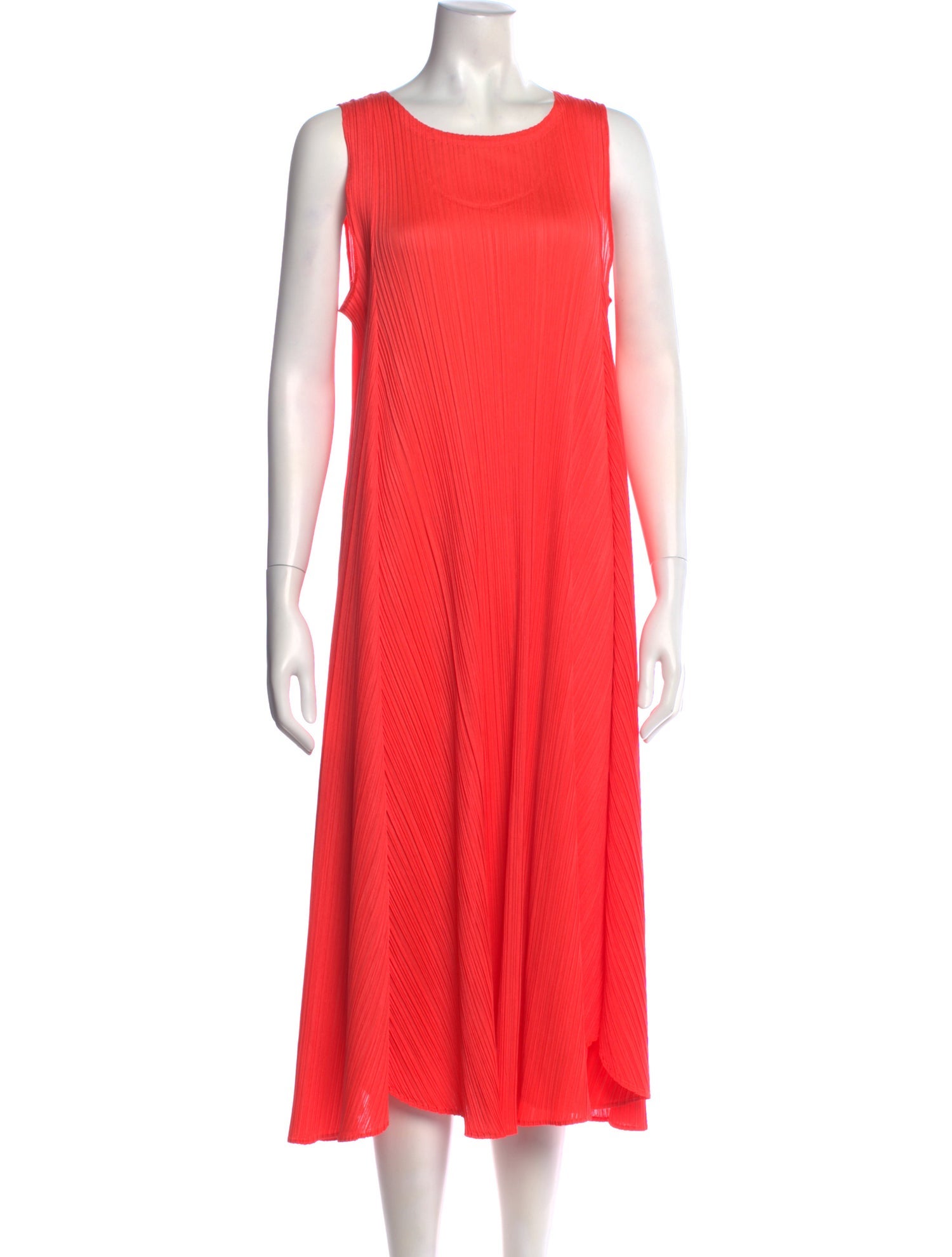 Pleats Please Issey Miyake Scoop Neck Midi Length Dress