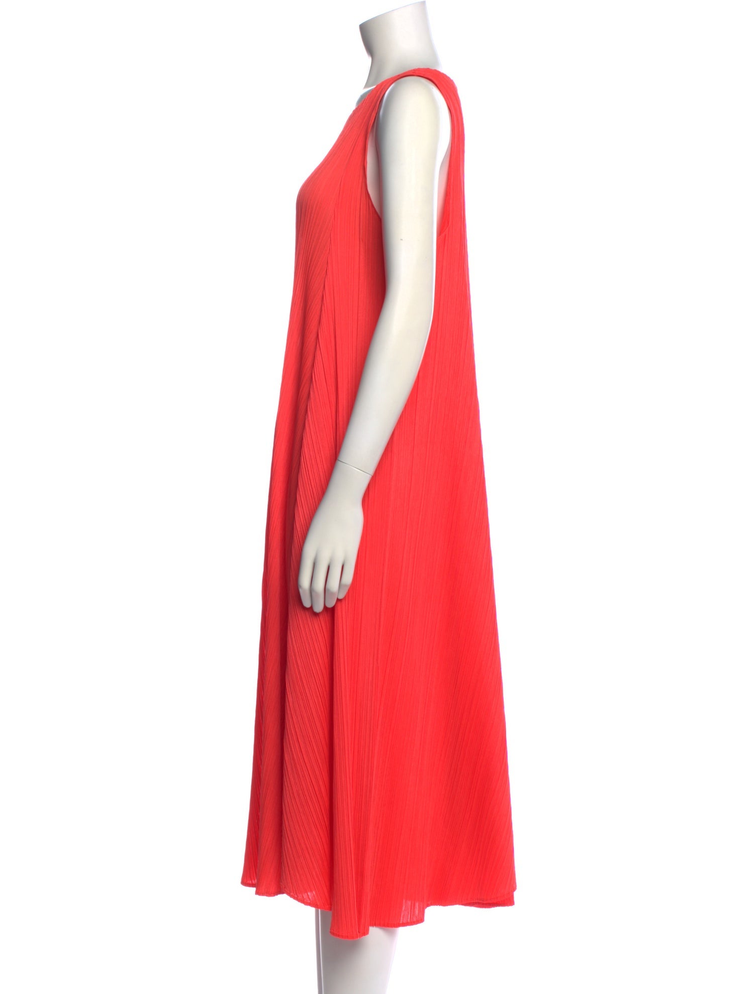 Pleats Please Issey Miyake Scoop Neck Midi Length Dress