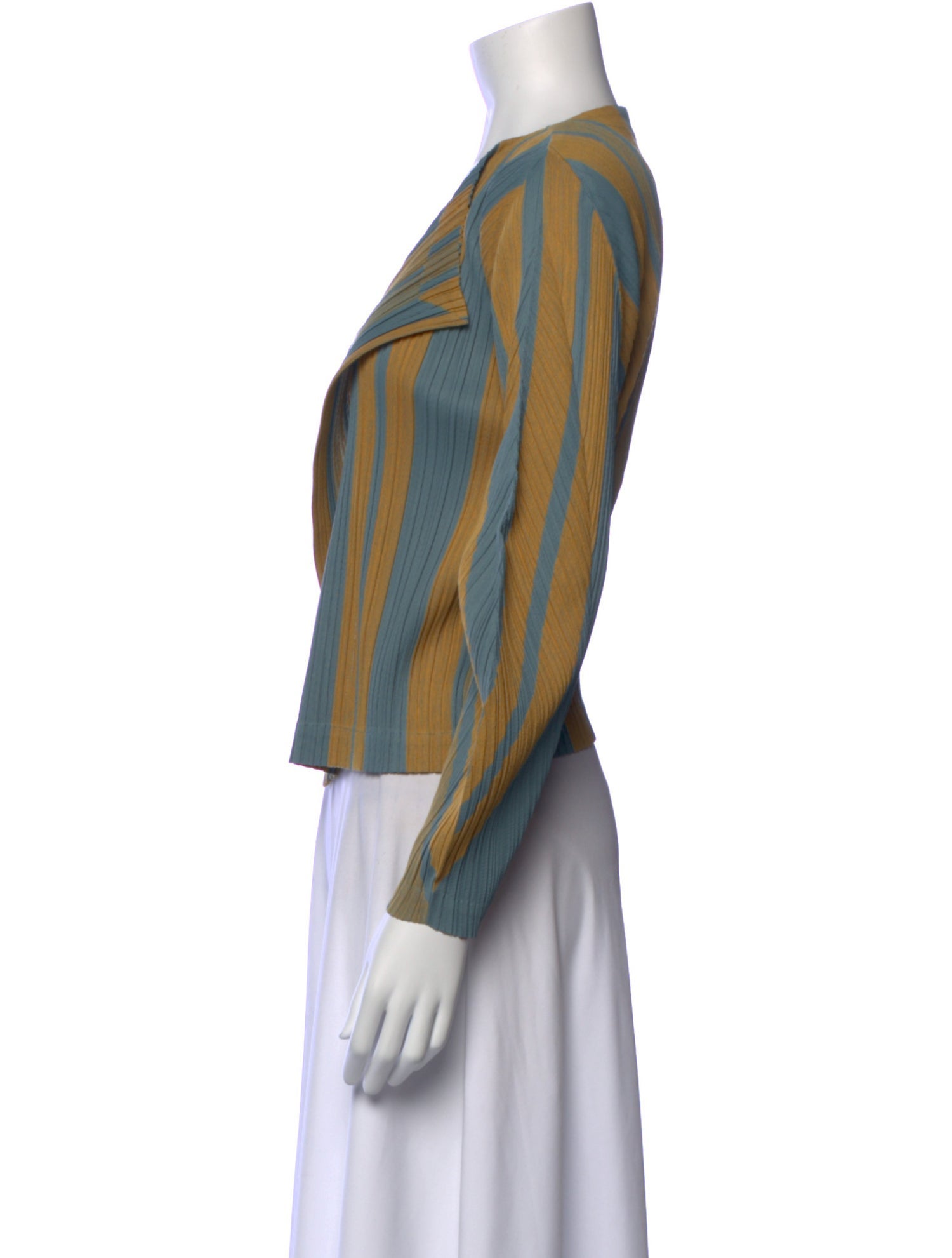 Pleats Please Issey Miyake Striped V-Neck Sweater