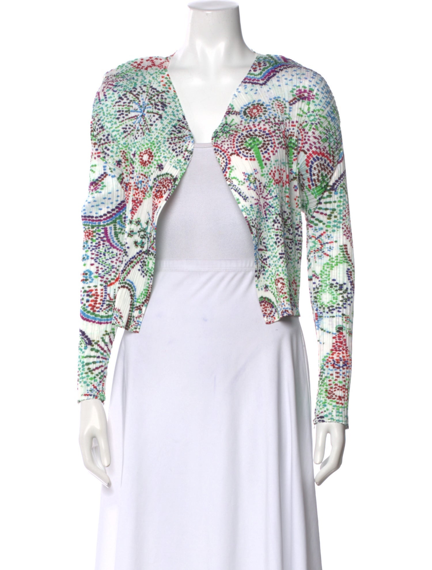 Pleats Please Issey Miyake Patterned Open Front Top w/ Tags