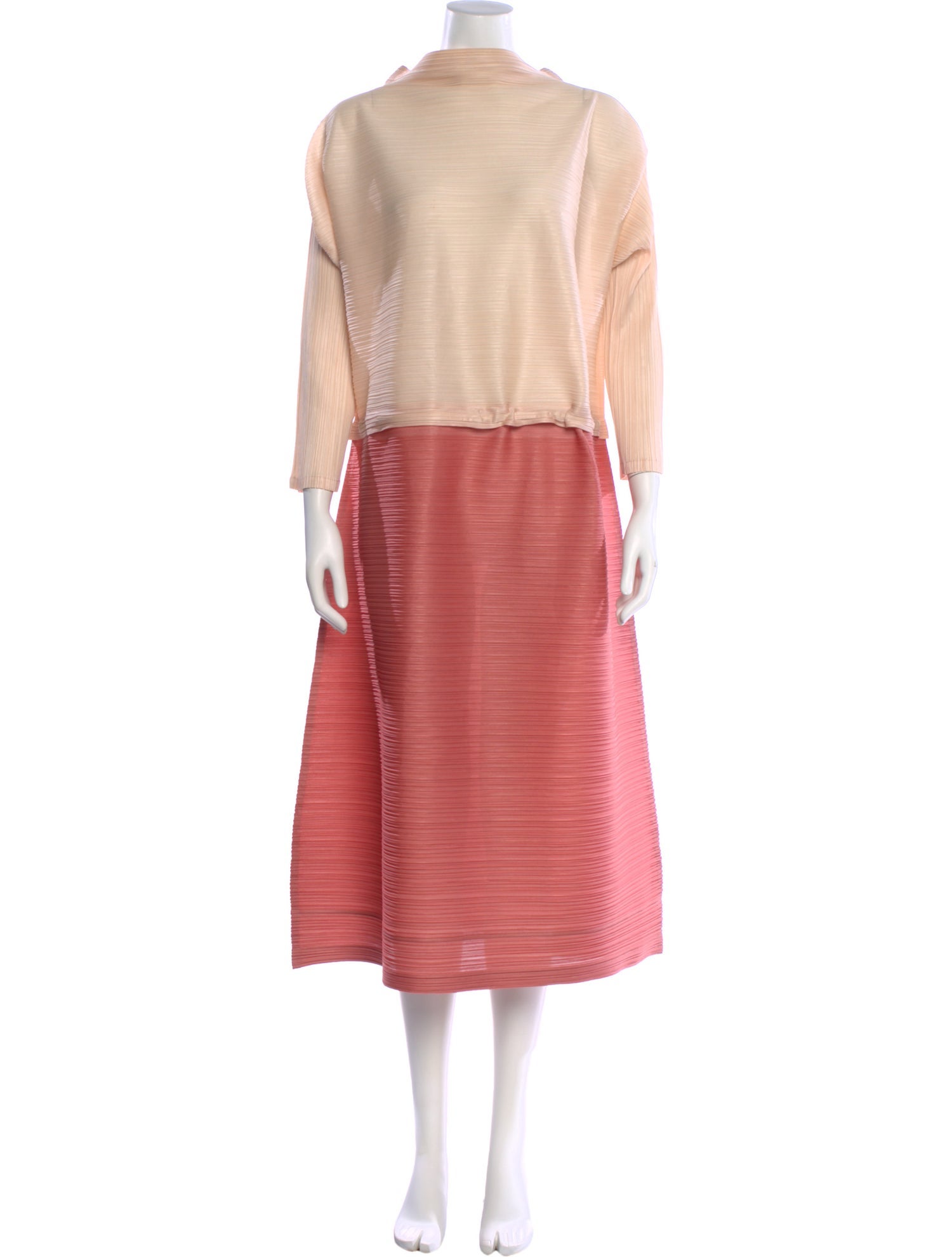 Pleats Please Issey Miyake Mock Neck Mini Dress
