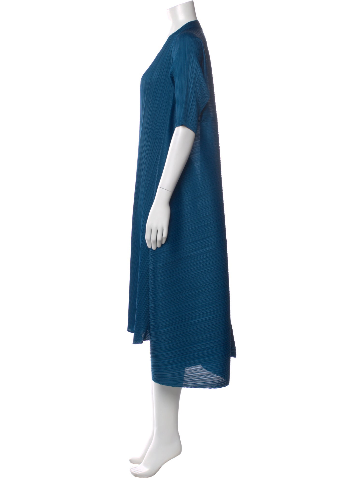 Pleats Please Issey Miyake V-Neck Midi Length Dress