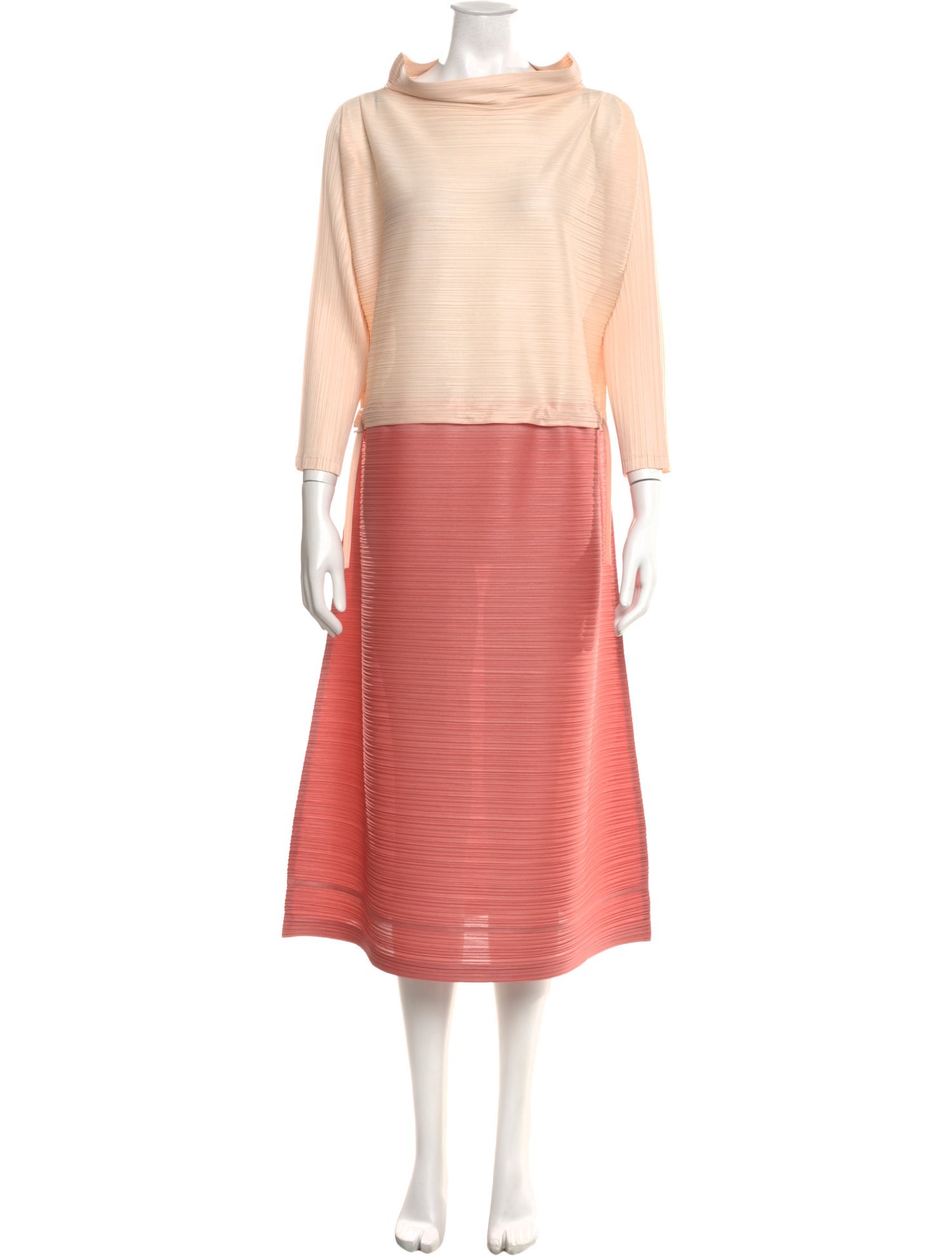 Pleats Please Issey Miyake Bateau Neckline Mini Dress