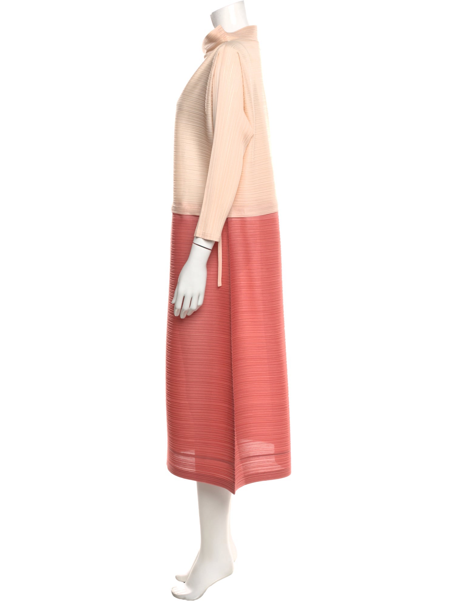 Pleats Please Issey Miyake Bateau Neckline Mini Dress