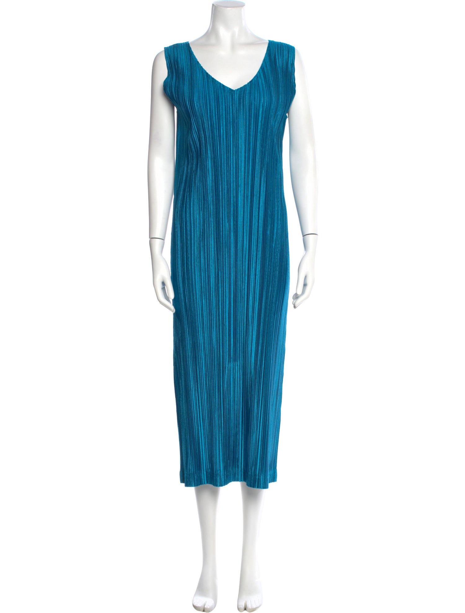 Pleats Please Issey Miyake V-Neck Long Dress
