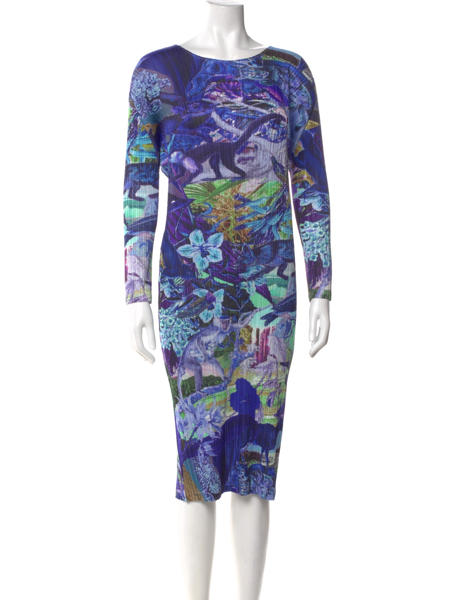 Pleats Please Issey Miyake Printed Midi Length Dress