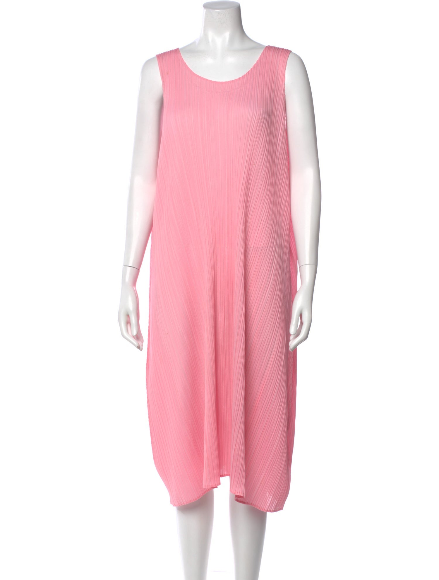 Pleats Please Issey Miyake Scoop Neck Midi Length Dress