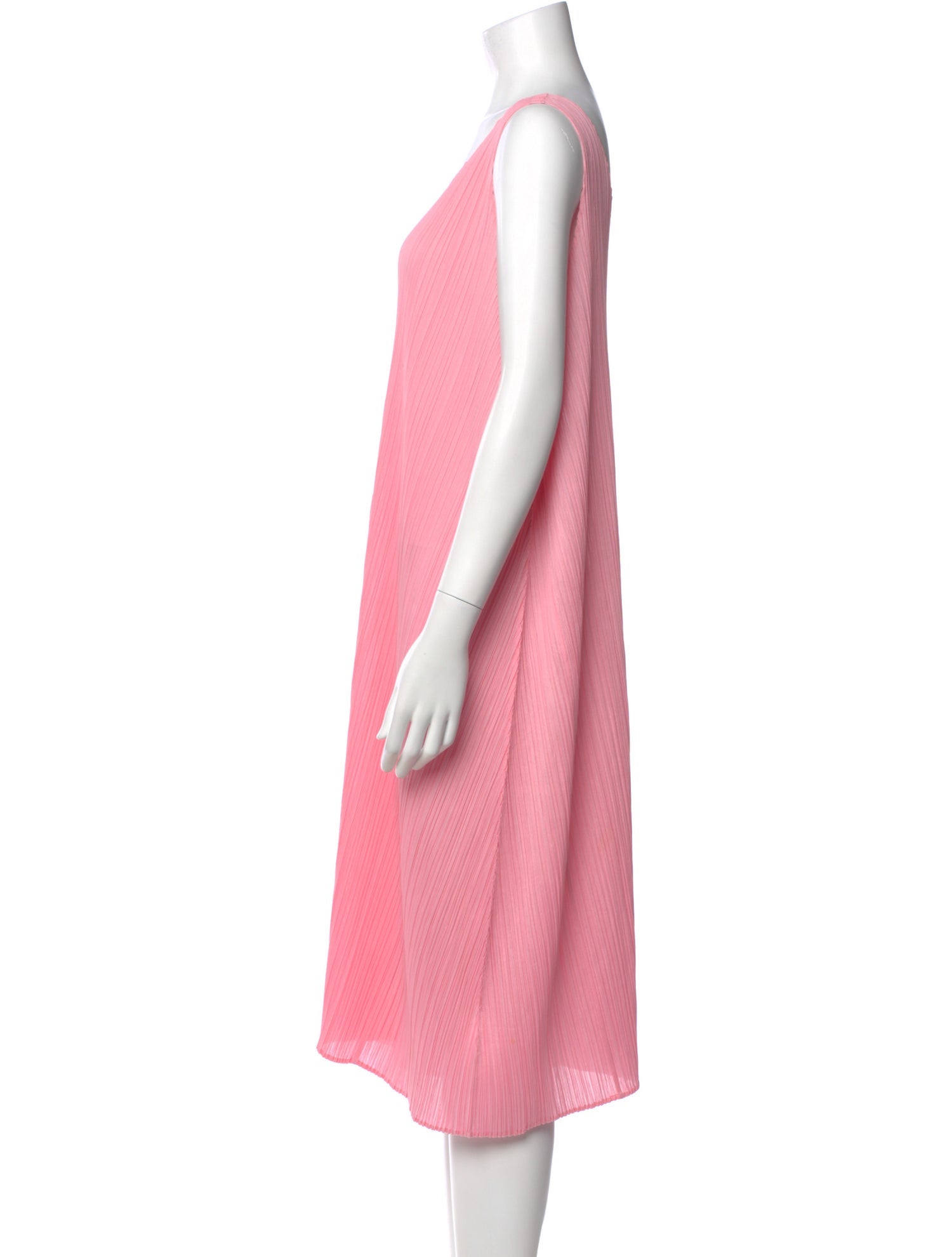 Pleats Please Issey Miyake Scoop Neck Midi Length Dress