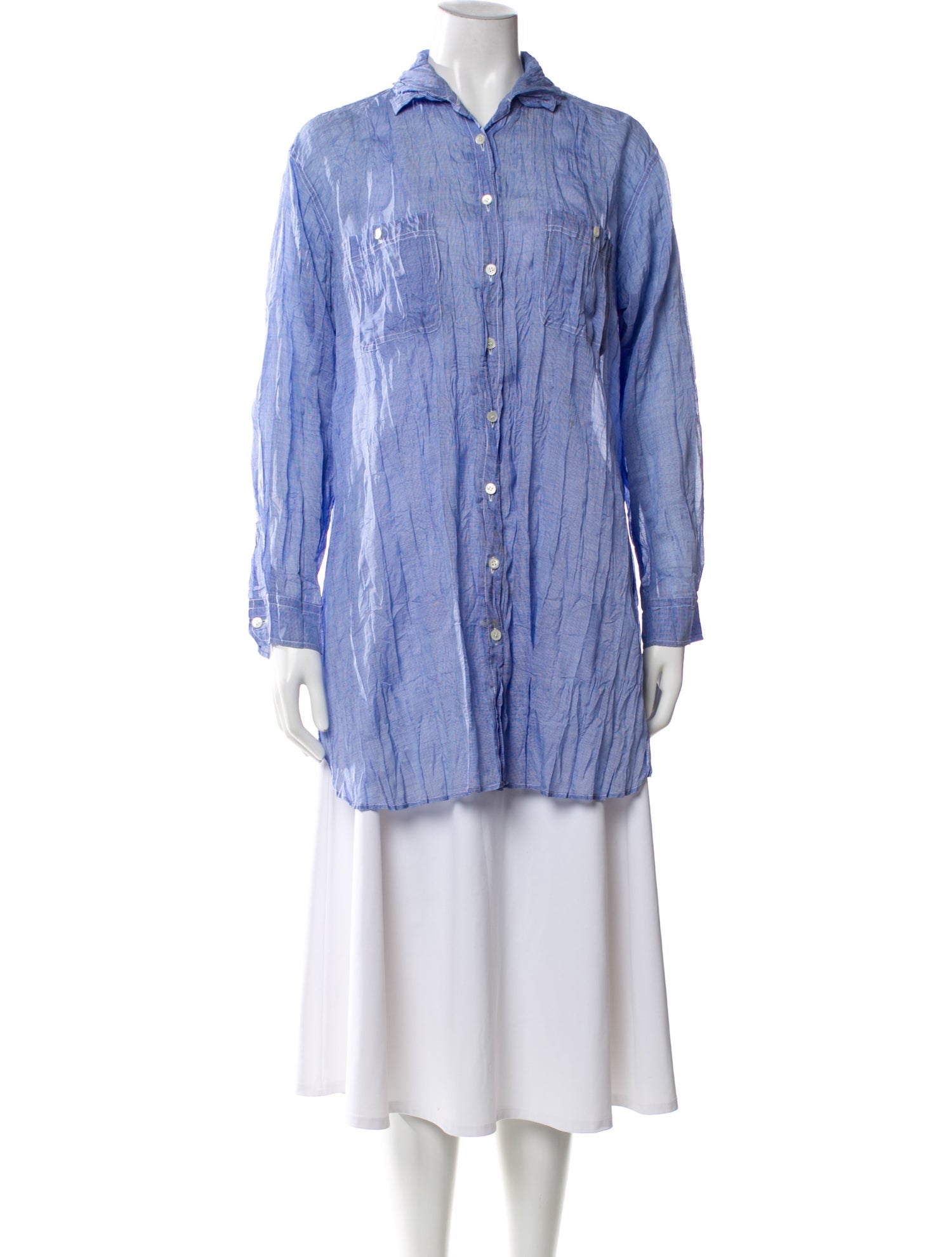 Pleats Please Issey Miyake Long Sleeve Button-Up Top