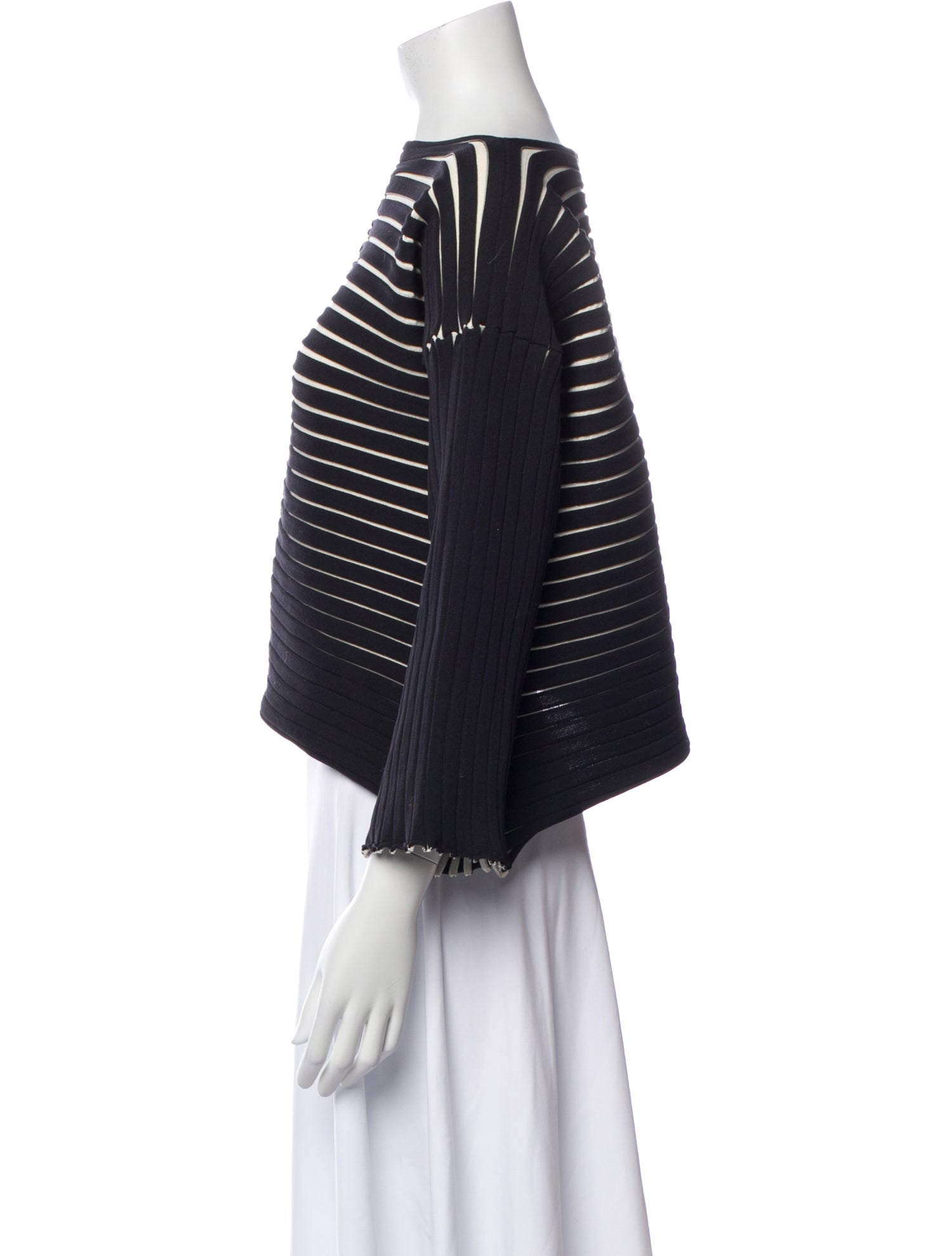 Pleats Please Issey Miyake Striped Crew Neck Top