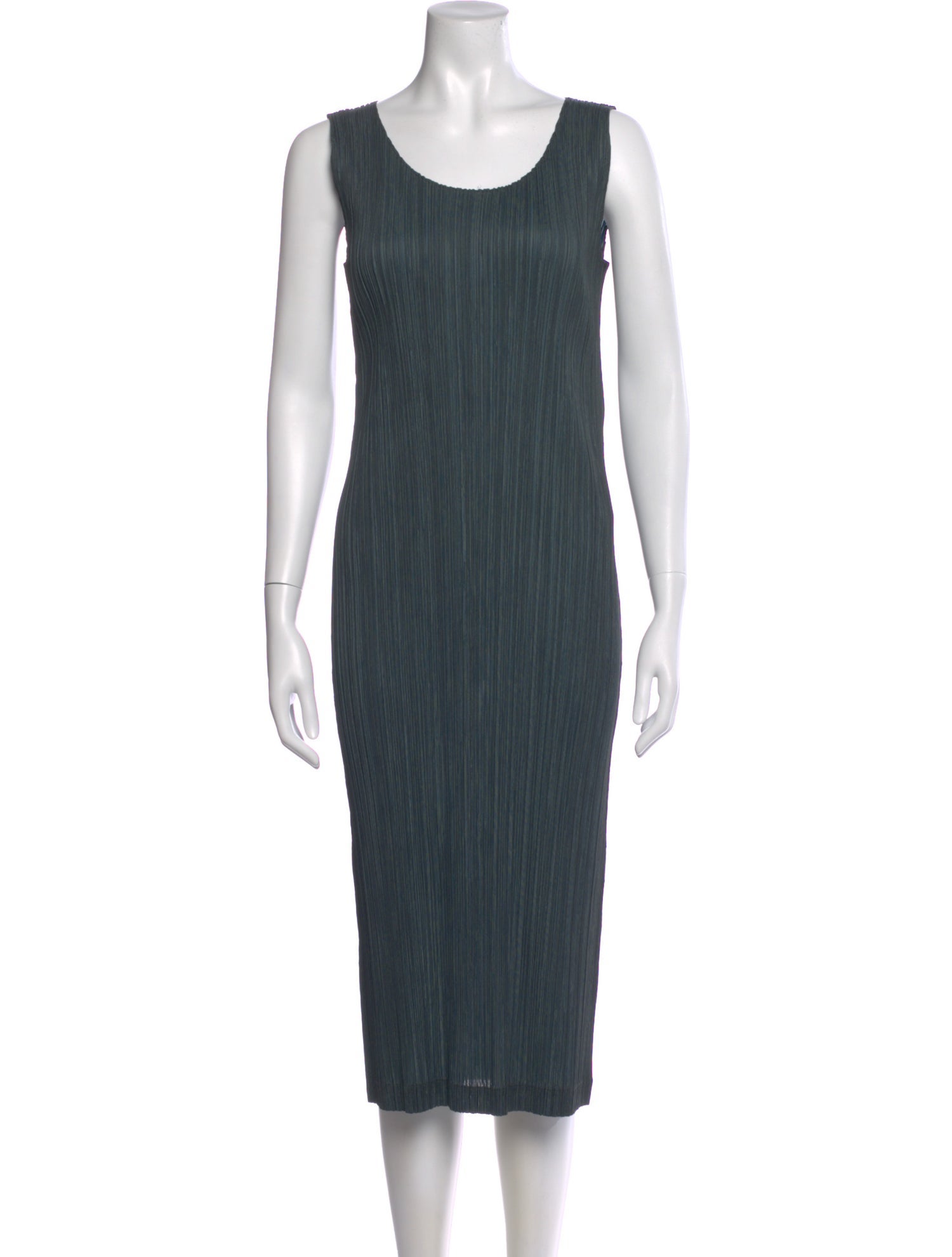 Pleats Please Issey Miyake Scoop Neck Midi Length Dress