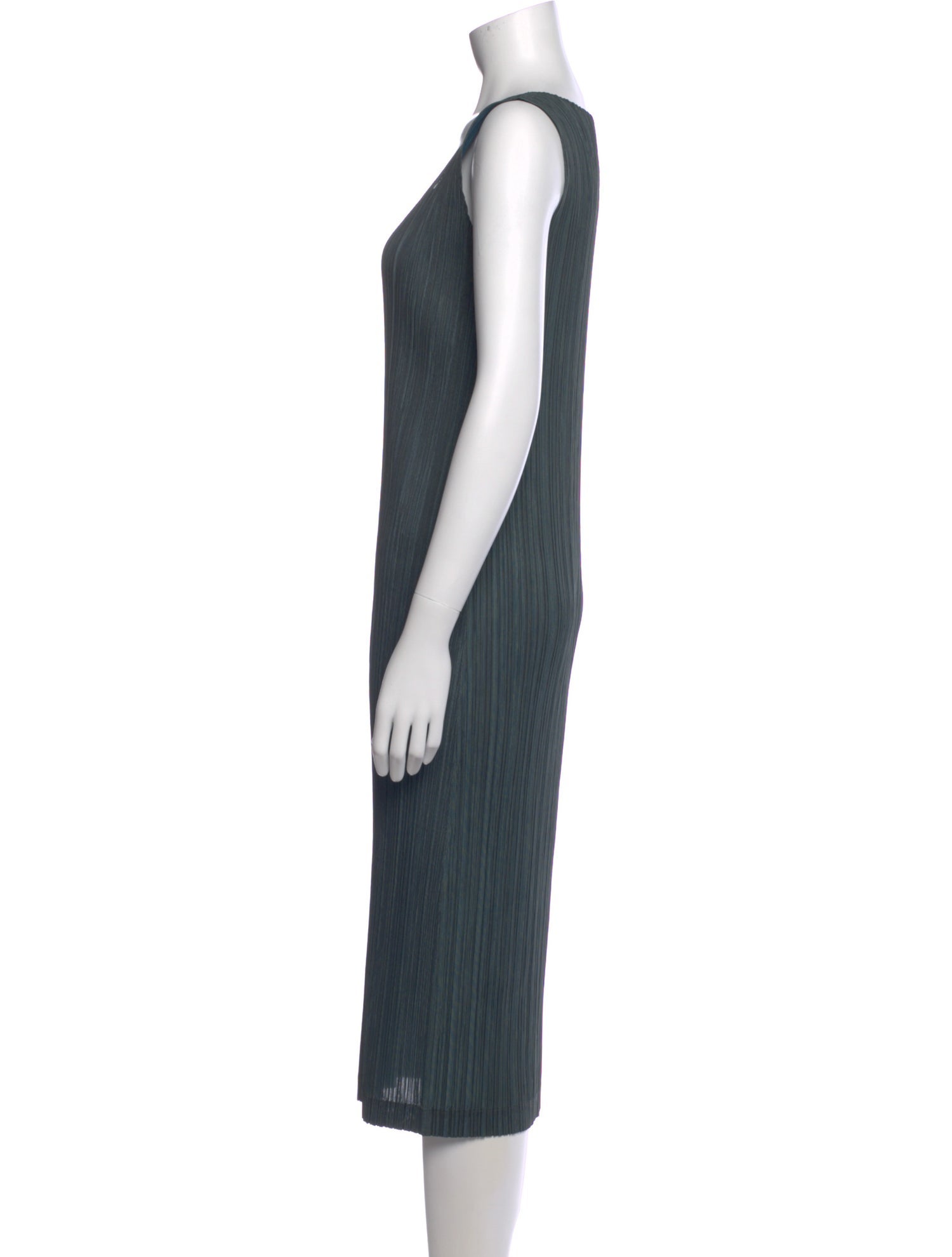 Pleats Please Issey Miyake Scoop Neck Midi Length Dress