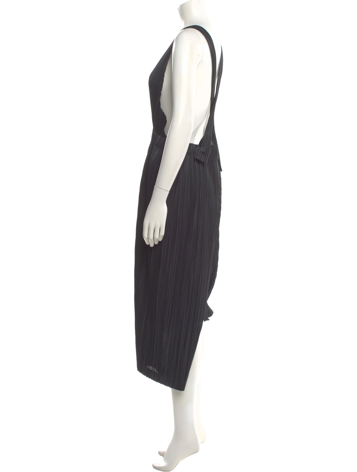 Pleats Please Issey Miyake Square Neckline Midi Length Dress