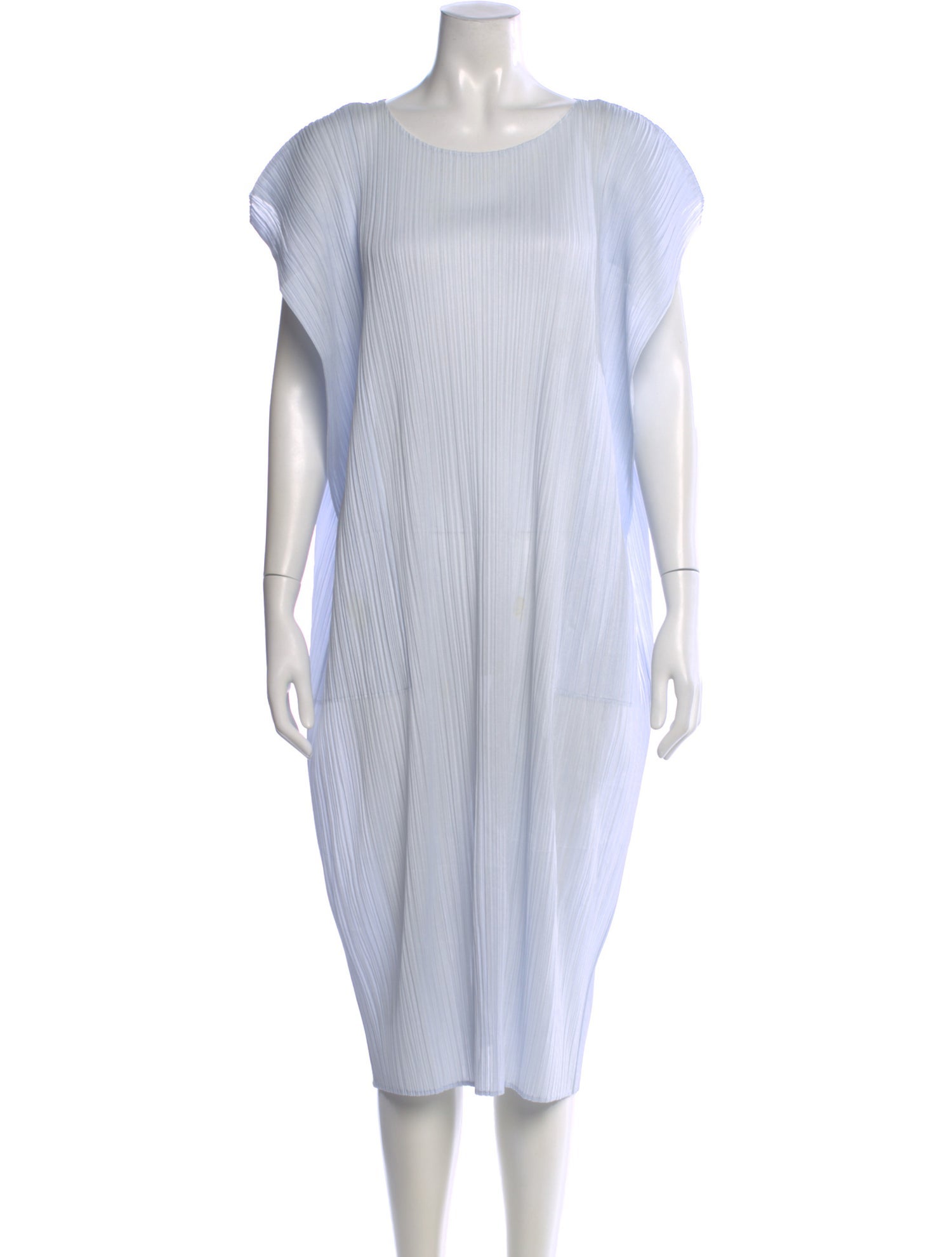 Pleats Please Issey Miyake Bateau Neckline Midi Length Dress