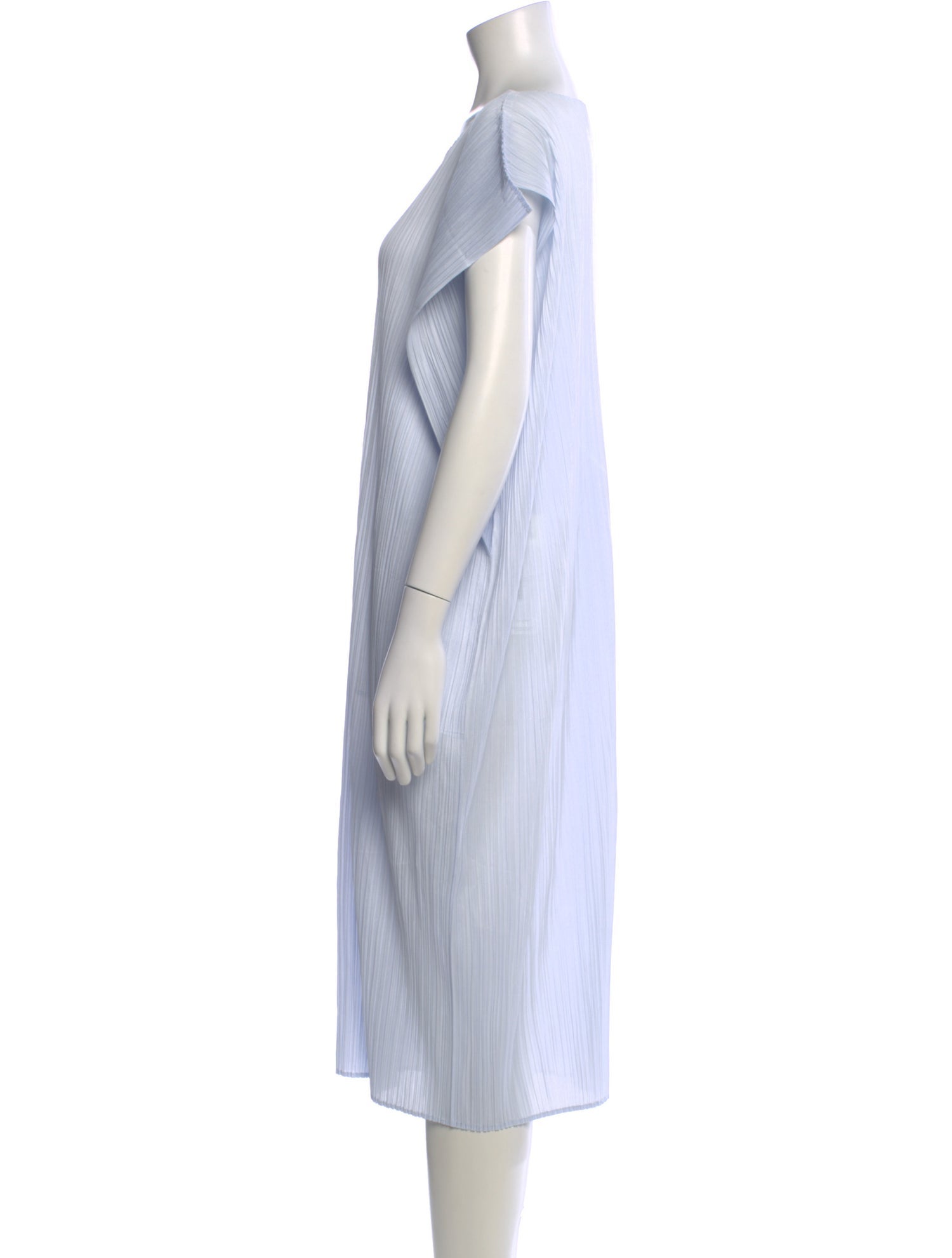 Pleats Please Issey Miyake Bateau Neckline Midi Length Dress