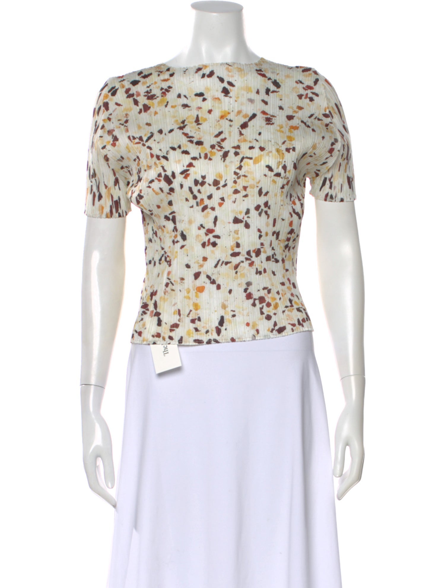 Pleats Please Issey Miyake Printed Crew Neck Top