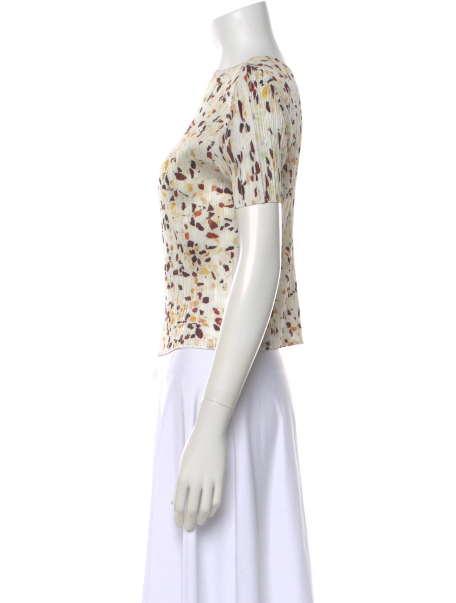 Pleats Please Issey Miyake Printed Crew Neck Top