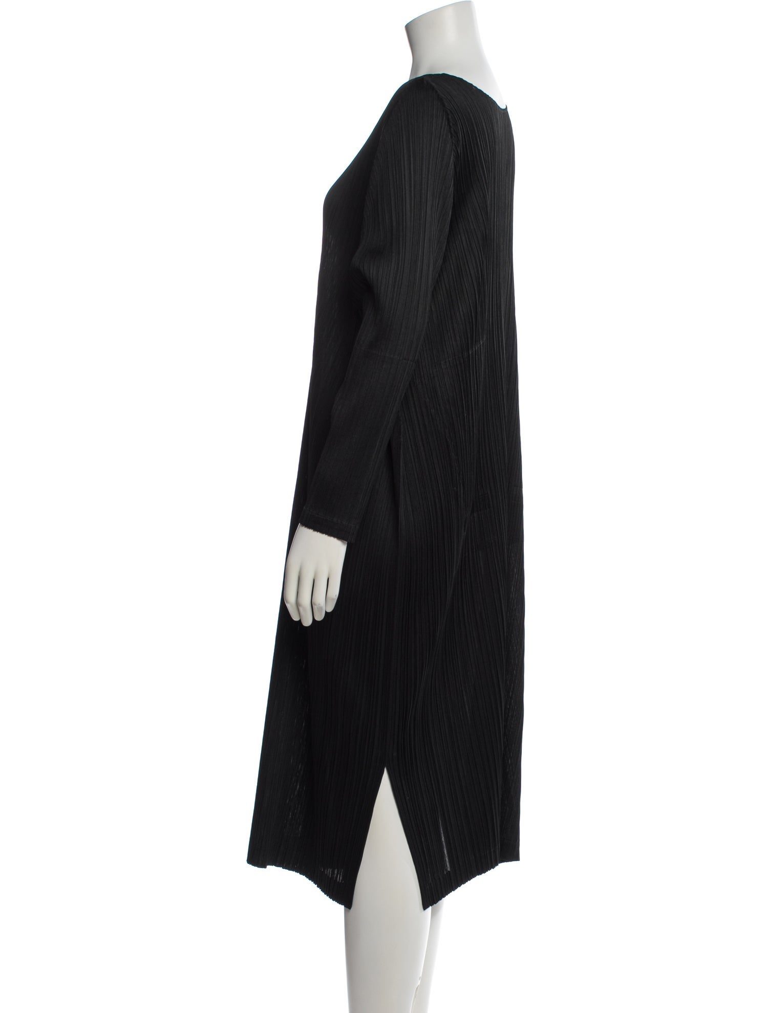 Pleats Please Issey Miyake Bateau Neckline Midi Length Dress