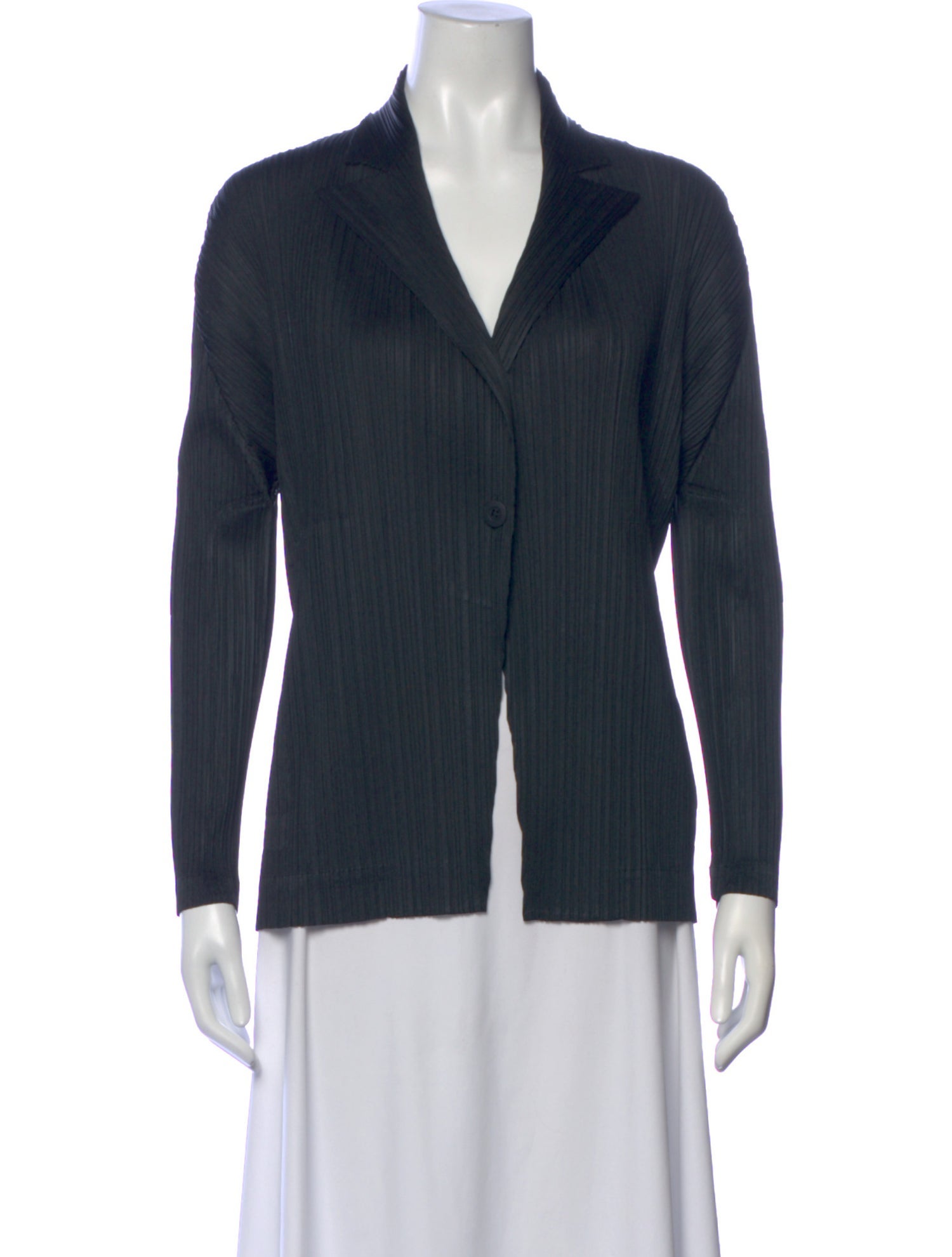 Pleats Please Issey Miyake V-Neck Long Sleeve Top
