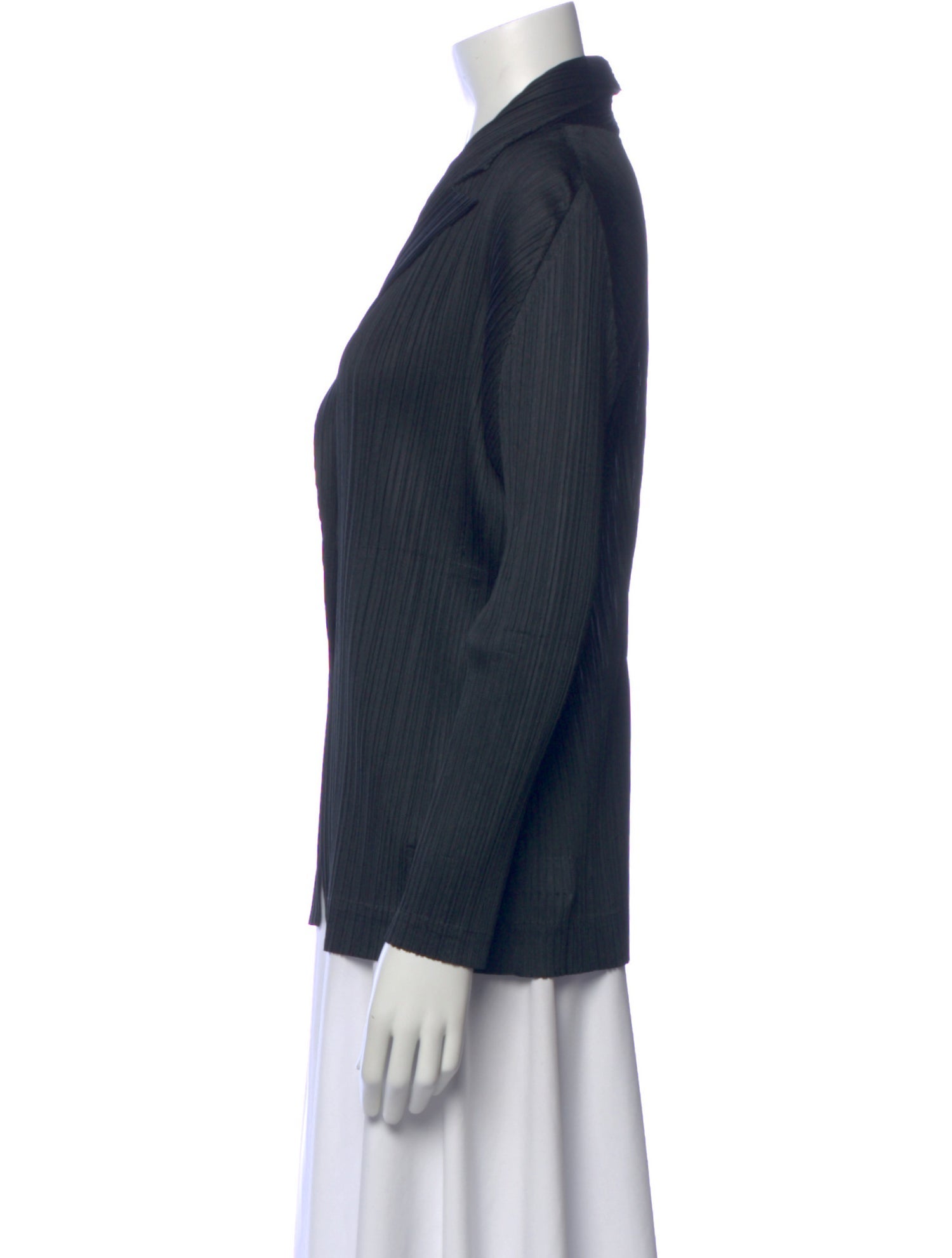 Pleats Please Issey Miyake V-Neck Long Sleeve Top