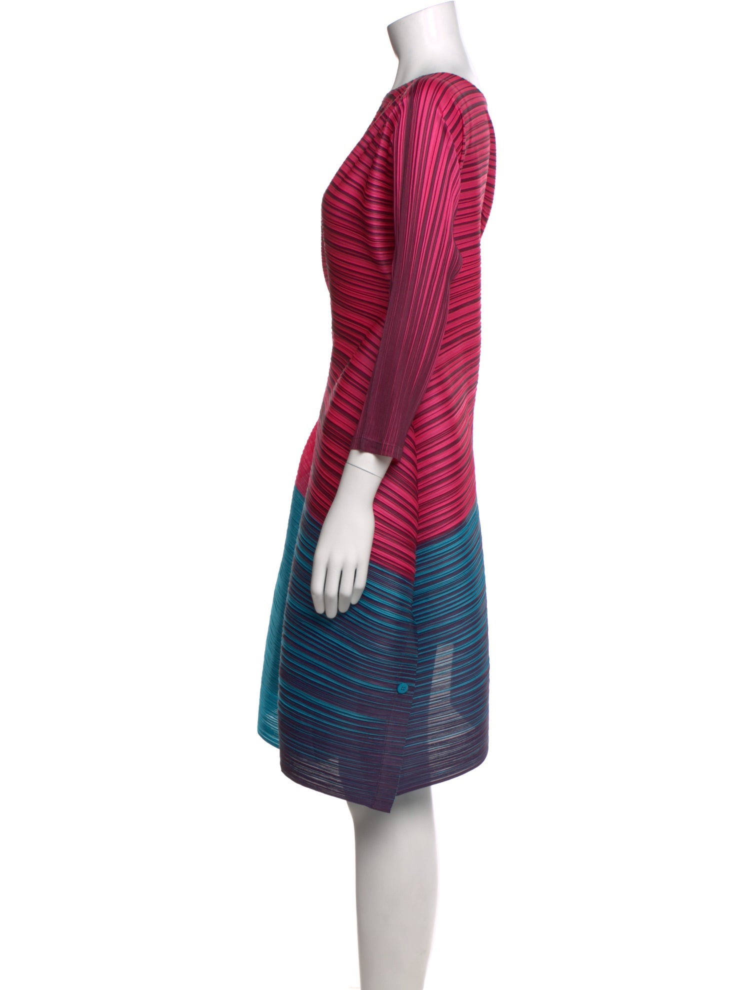 Pleats Please Issey Miyake Striped Mini Dress